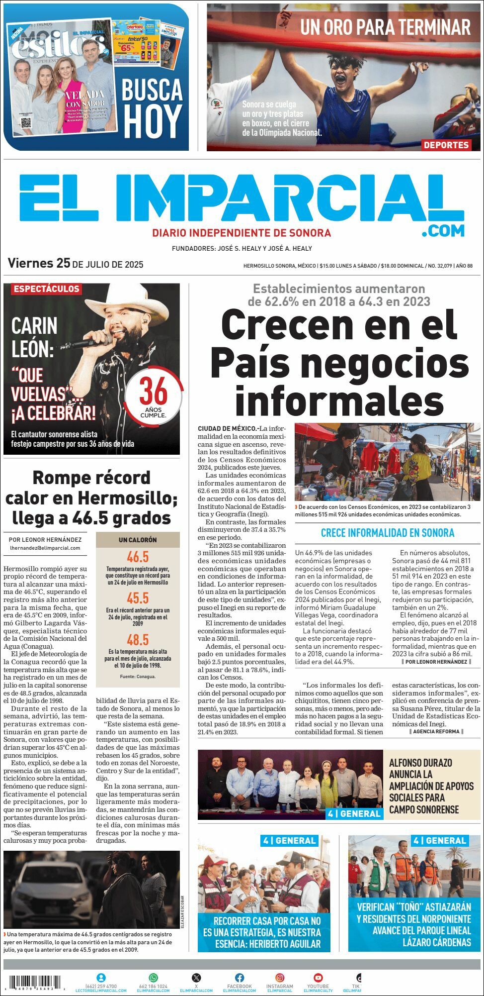 El Imparcial, edición del viernes 25 de julio de 2025 El Imparcial, edición del viernes 25 de julio de 2025