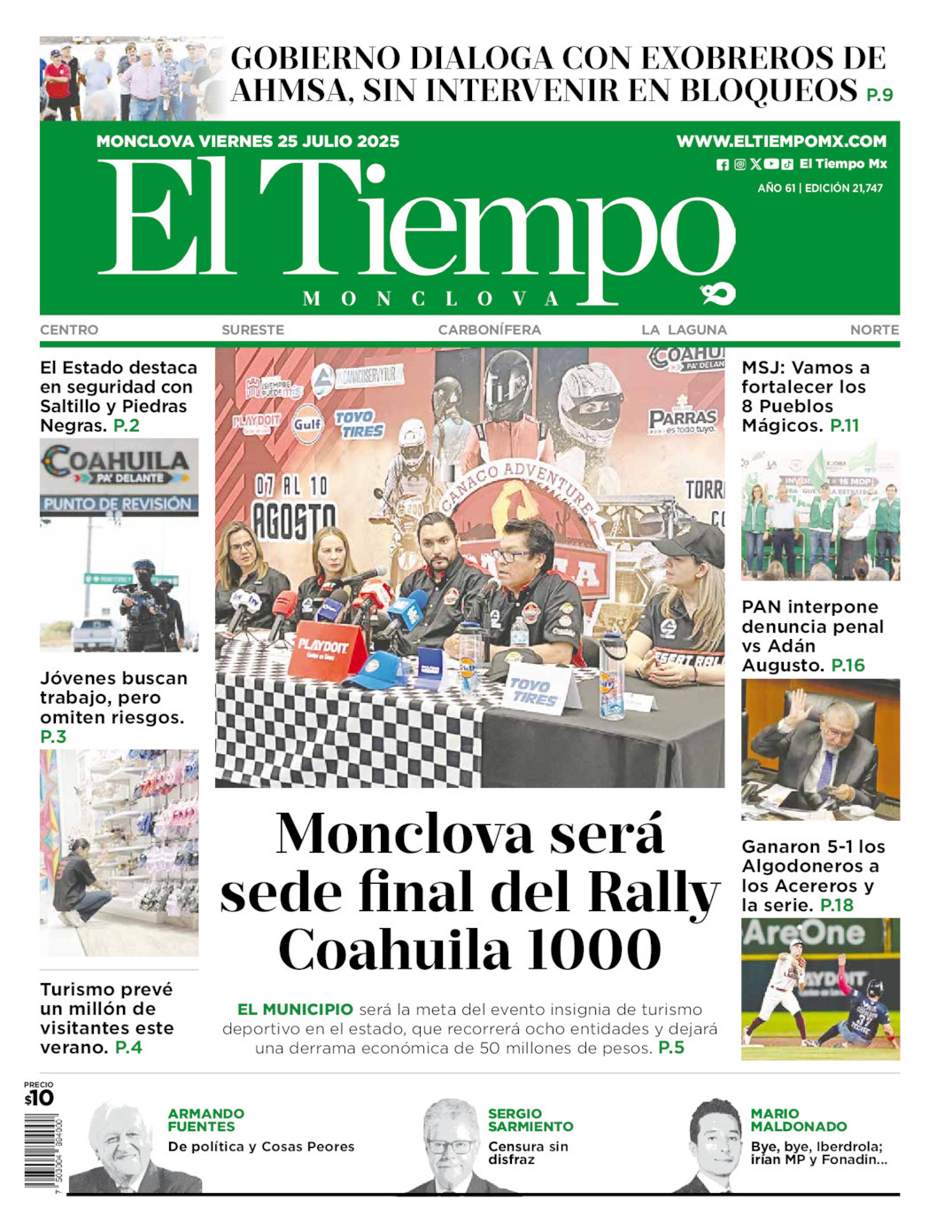 El Tiempo Monclova, edición del viernes 25 de julio de 2025 El Tiempo Monclova, edición del viernes 25 de julio de 2025