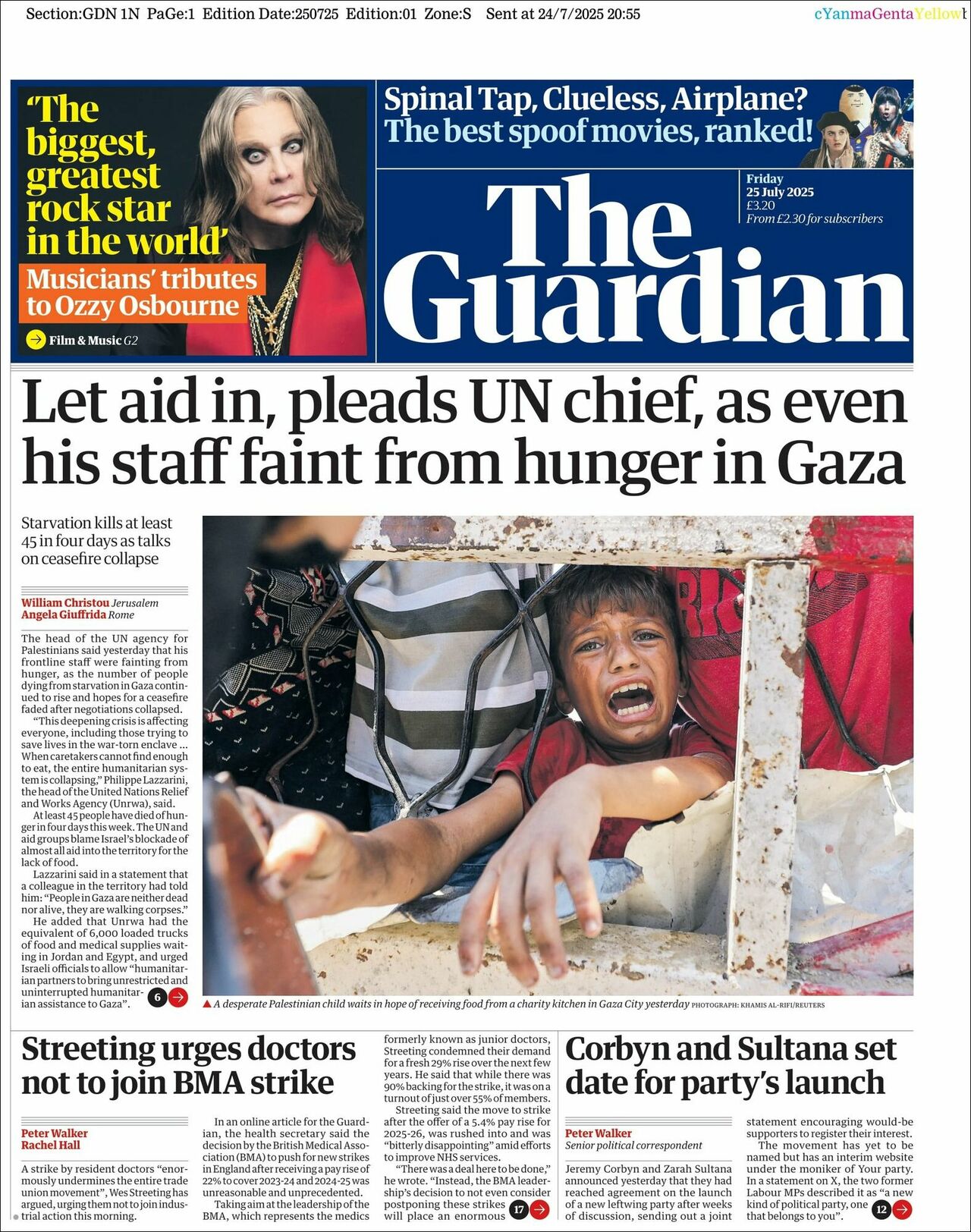 The Guardian, edición del viernes 25 de julio de 2025 The Guardian, edición del viernes 25 de julio de 2025