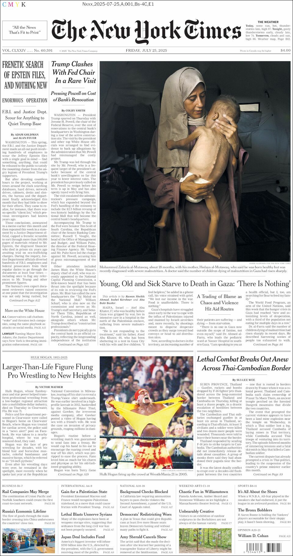 The New York Times, edición del viernes 25 de julio de 2025 The New York Times, edición del viernes 25 de julio de 2025