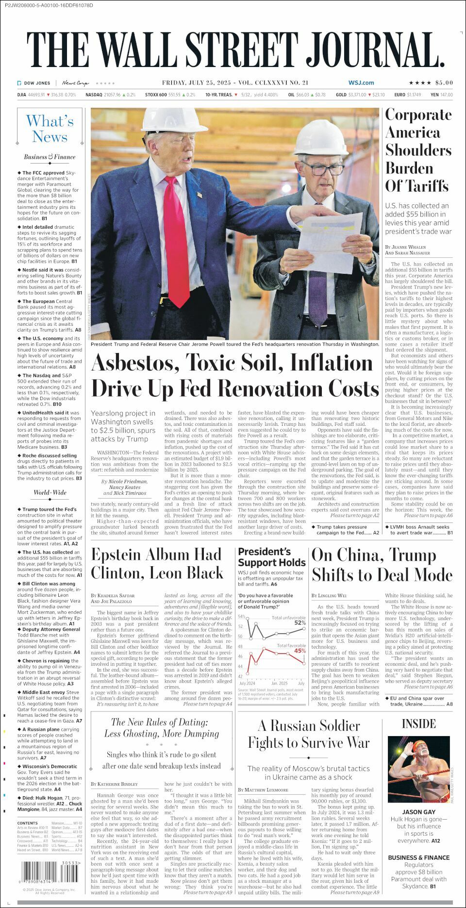 The Wall Street Journal, edición del viernes 25 de julio de 2025 The Wall Street Journal, edición del viernes 25 de julio de 2025