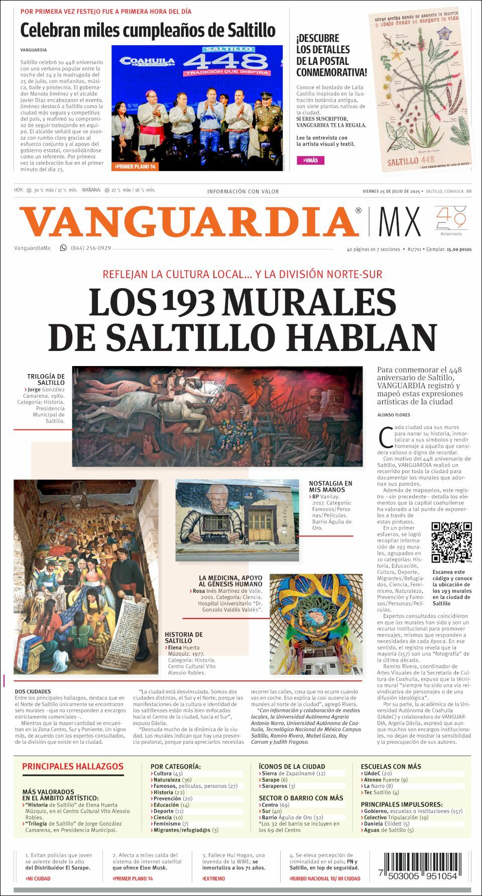 Vanguardia, edición del viernes 25 de julio de 2025 Vanguardia, edición del viernes 25 de julio de 2025