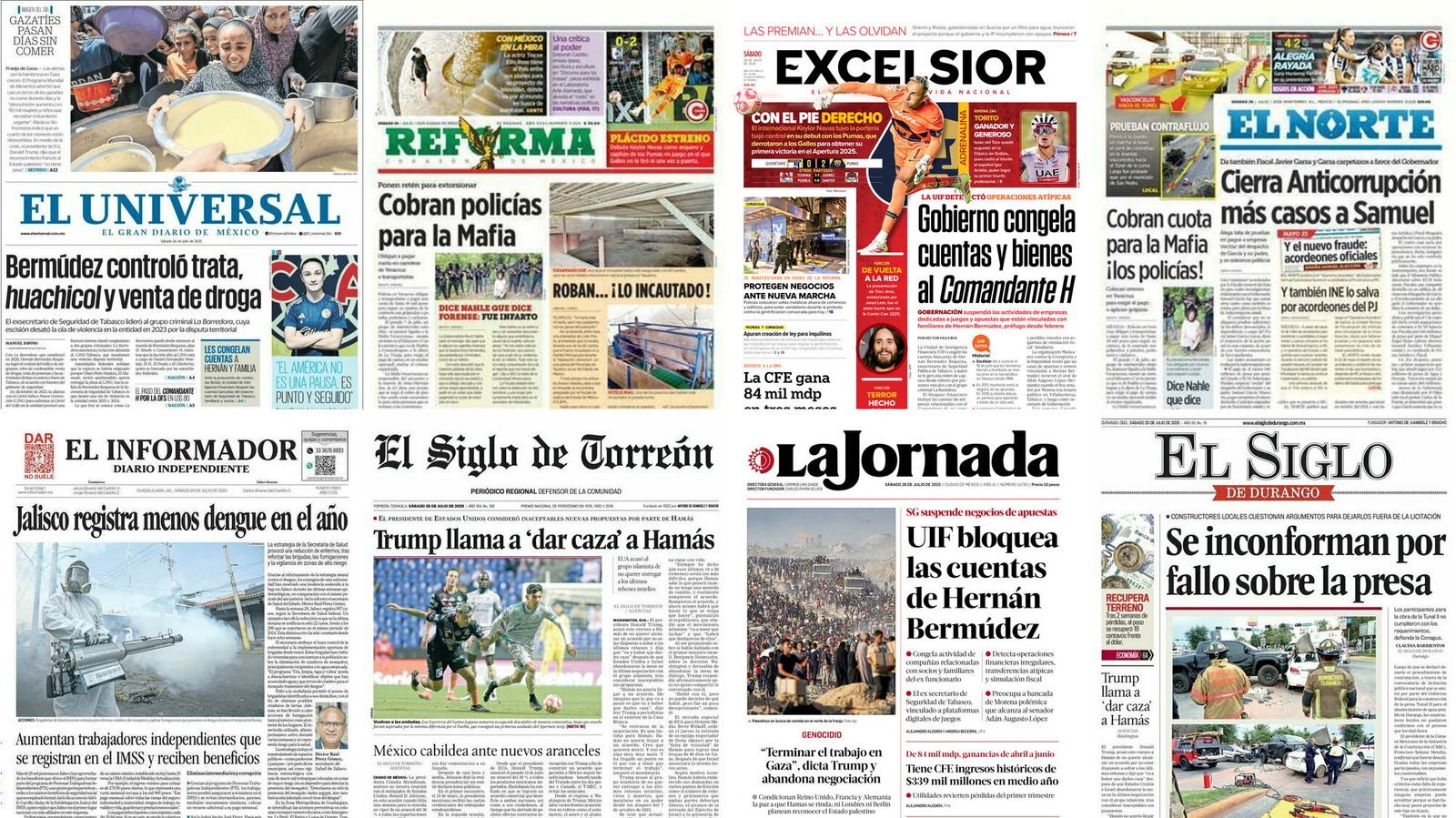 Portadas de periódicos impresos más importantes de México hoy