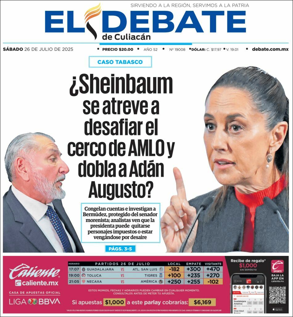 El Debate Culiacán, edición del sábado 26 de julio de 2025 El Debate Culiacán, edición del sábado 26 de julio de 2025