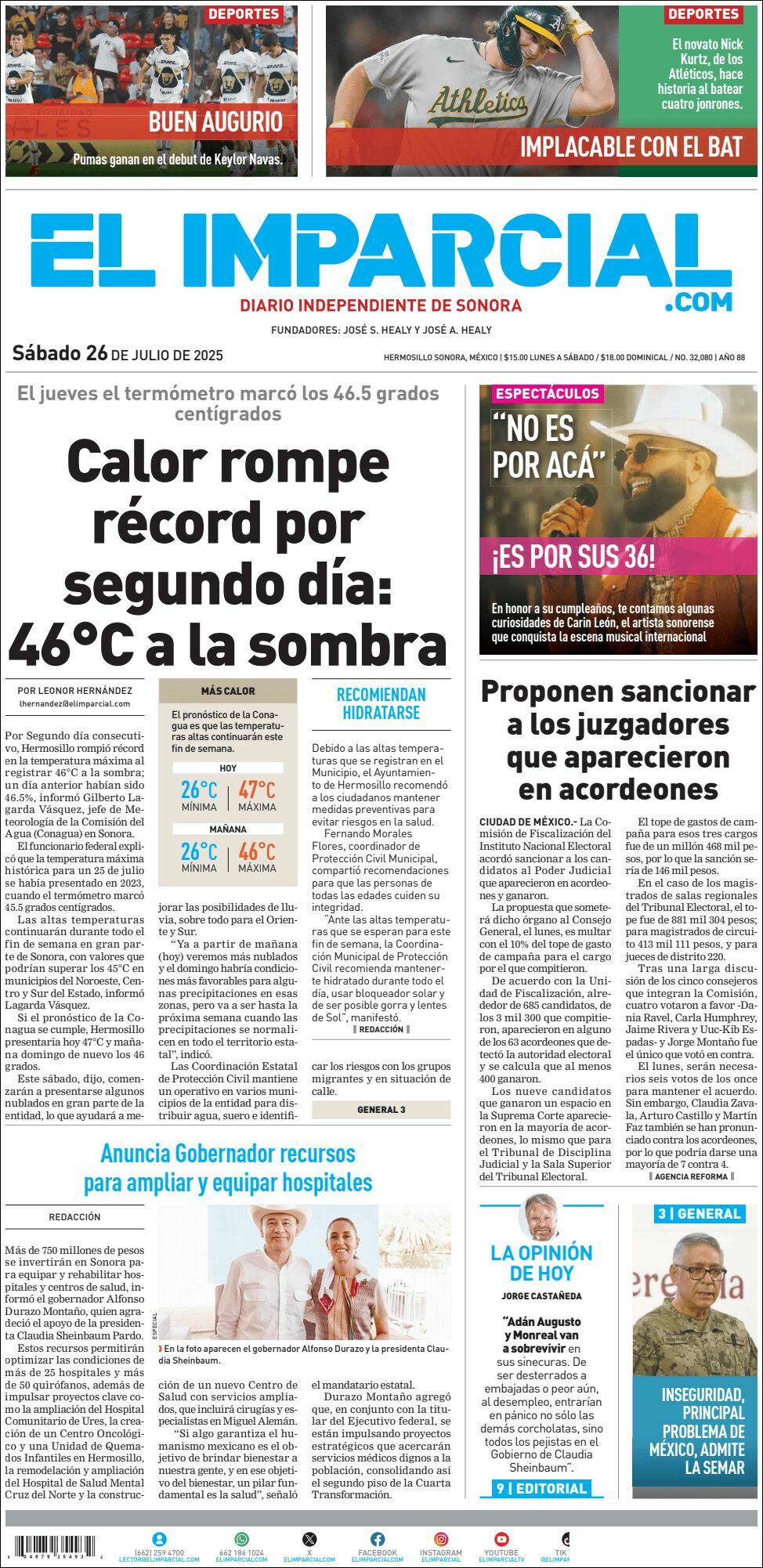 El Imparcial, edición del sábado 26 de julio de 2025 El Imparcial, edición del sábado 26 de julio de 2025