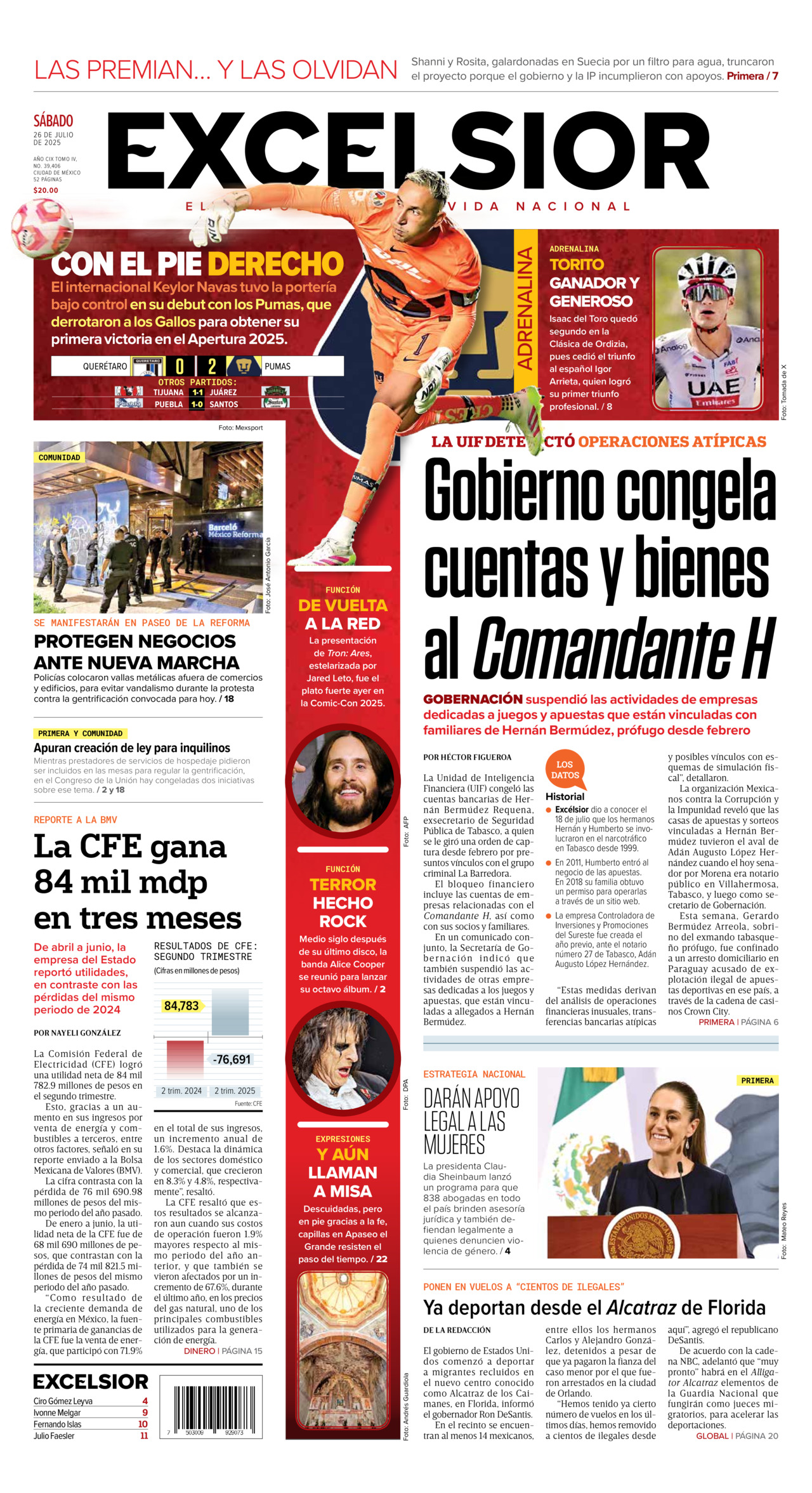 Excelsior, edición del sábado 26 de julio de 2025 Excelsior, edición del sábado 26 de julio de 2025
