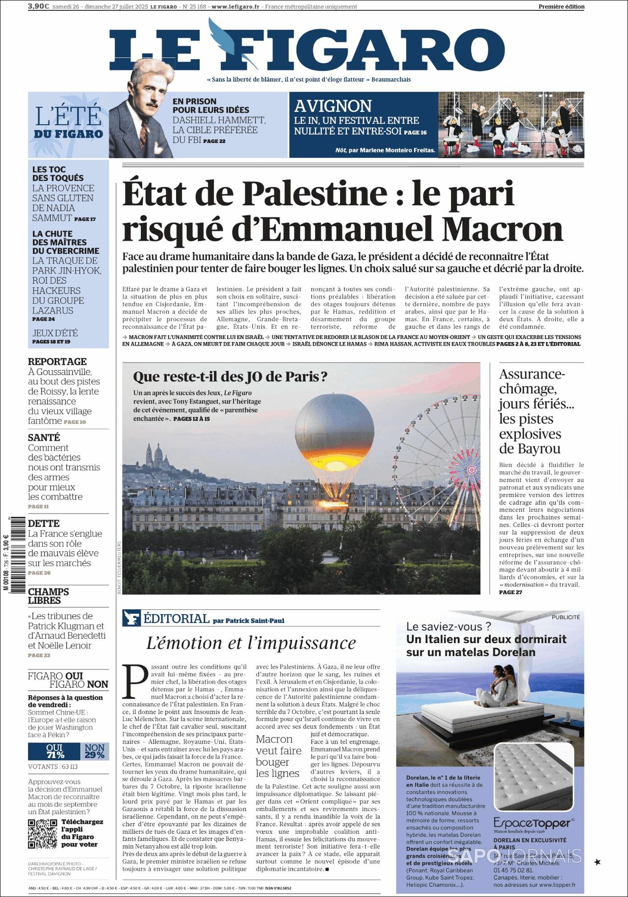 Le Figaro, edición del sábado 26 de julio de 2025 Le Figaro, edición del sábado 26 de julio de 2025