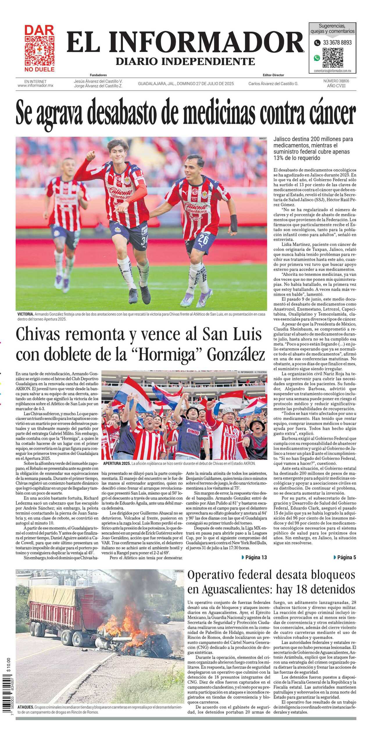 El Informador, edición del domingo 27 de julio de 2025 El Informador, edición del domingo 27 de julio de 2025