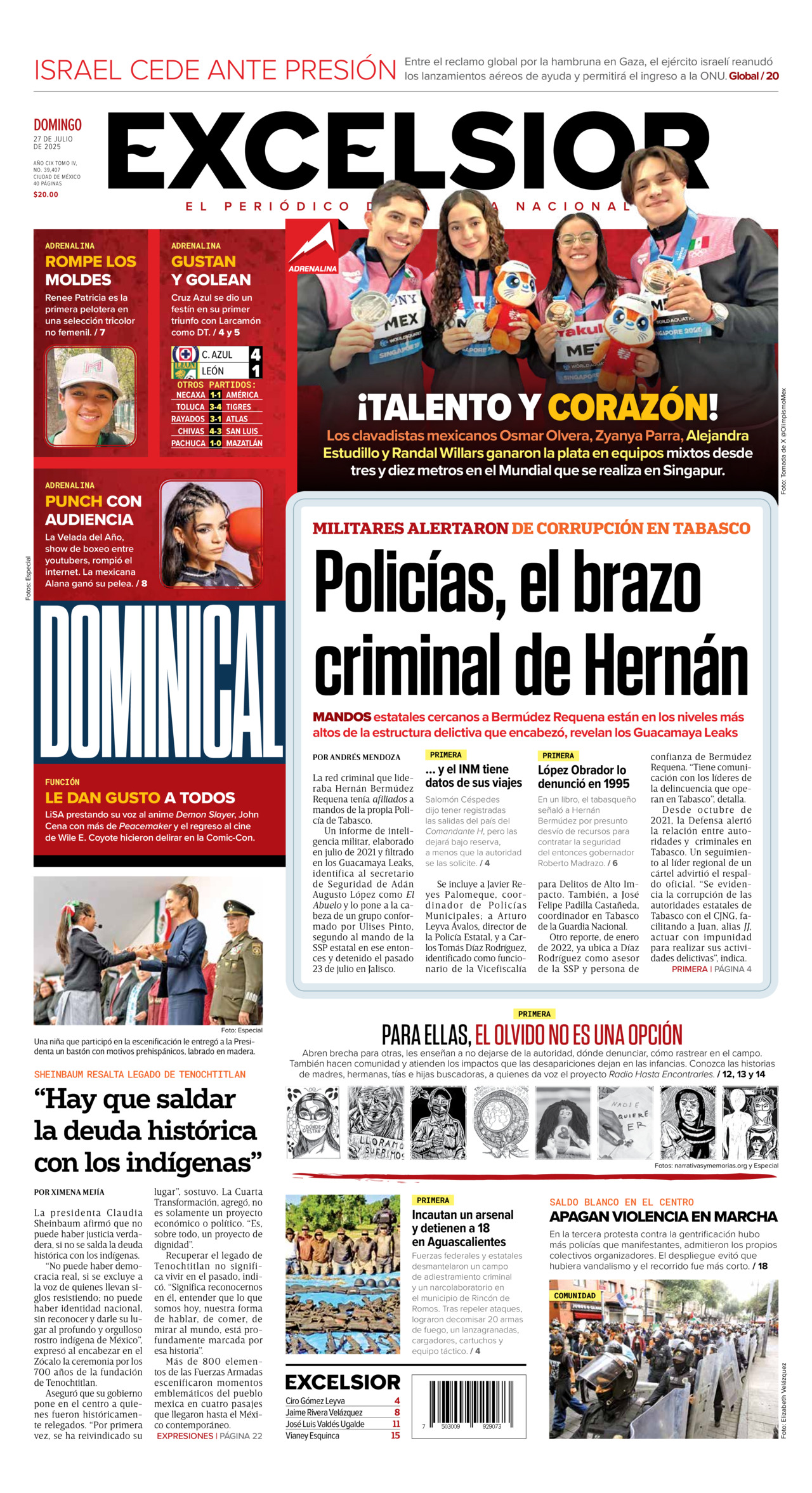 Excelsior, edición del domingo 27 de julio de 2025 Excelsior, edición del domingo 27 de julio de 2025