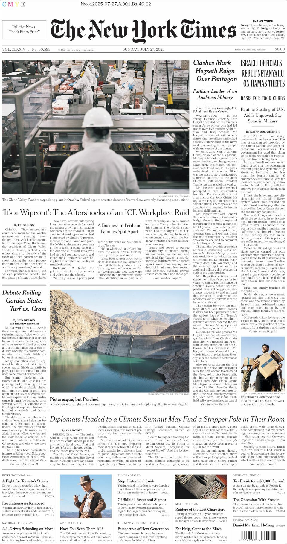 The New York Times, edición del domingo 27 de julio de 2025 The New York Times, edición del domingo 27 de julio de 2025