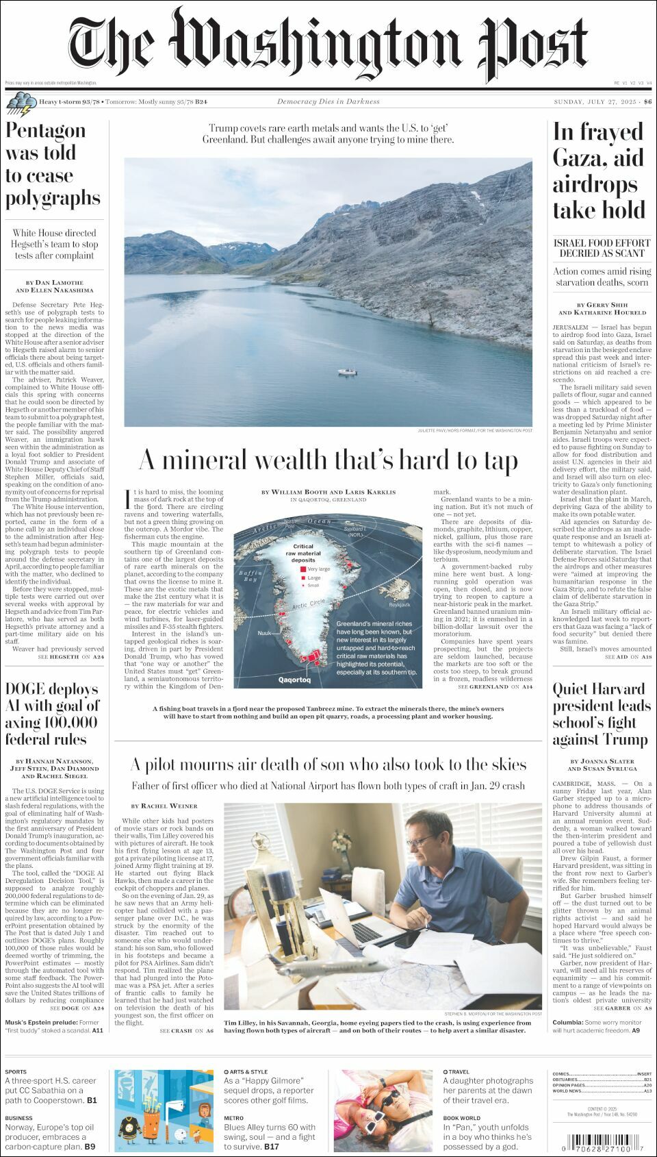 The Washington Post, edición del domingo 27 de julio de 2025 The Washington Post, edición del domingo 27 de julio de 2025