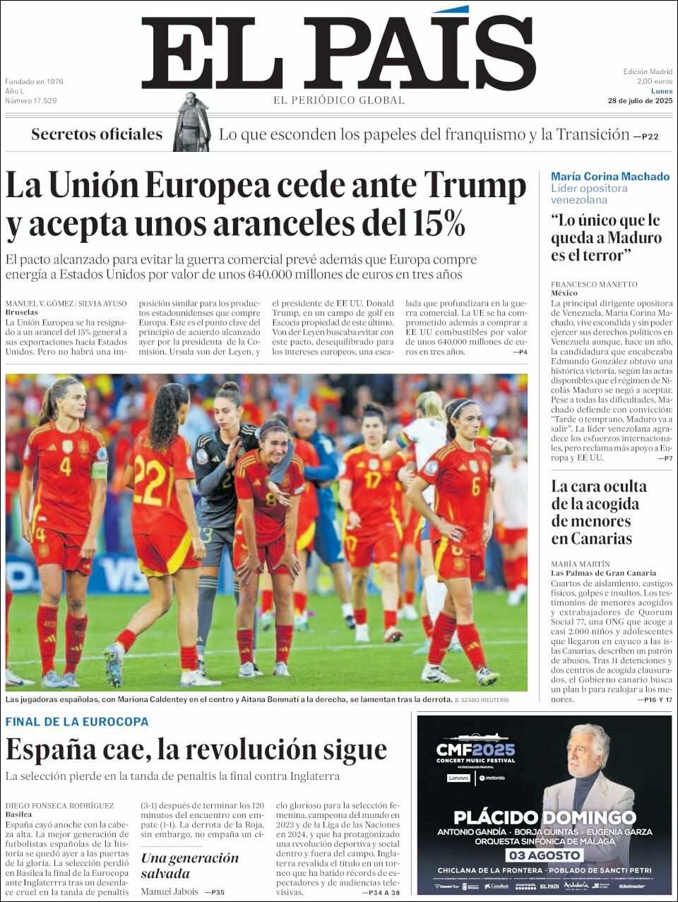 El País, edición del lunes 28 de julio de 2025 El País, edición del lunes 28 de julio de 2025