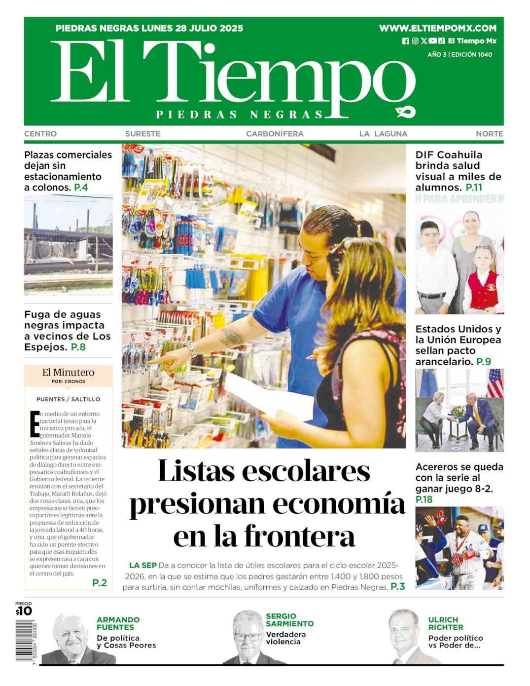 El Tiempo Piedras Negras, edición del lunes 28 de julio de 2025 El Tiempo Piedras Negras, edición del lunes 28 de julio de 2025