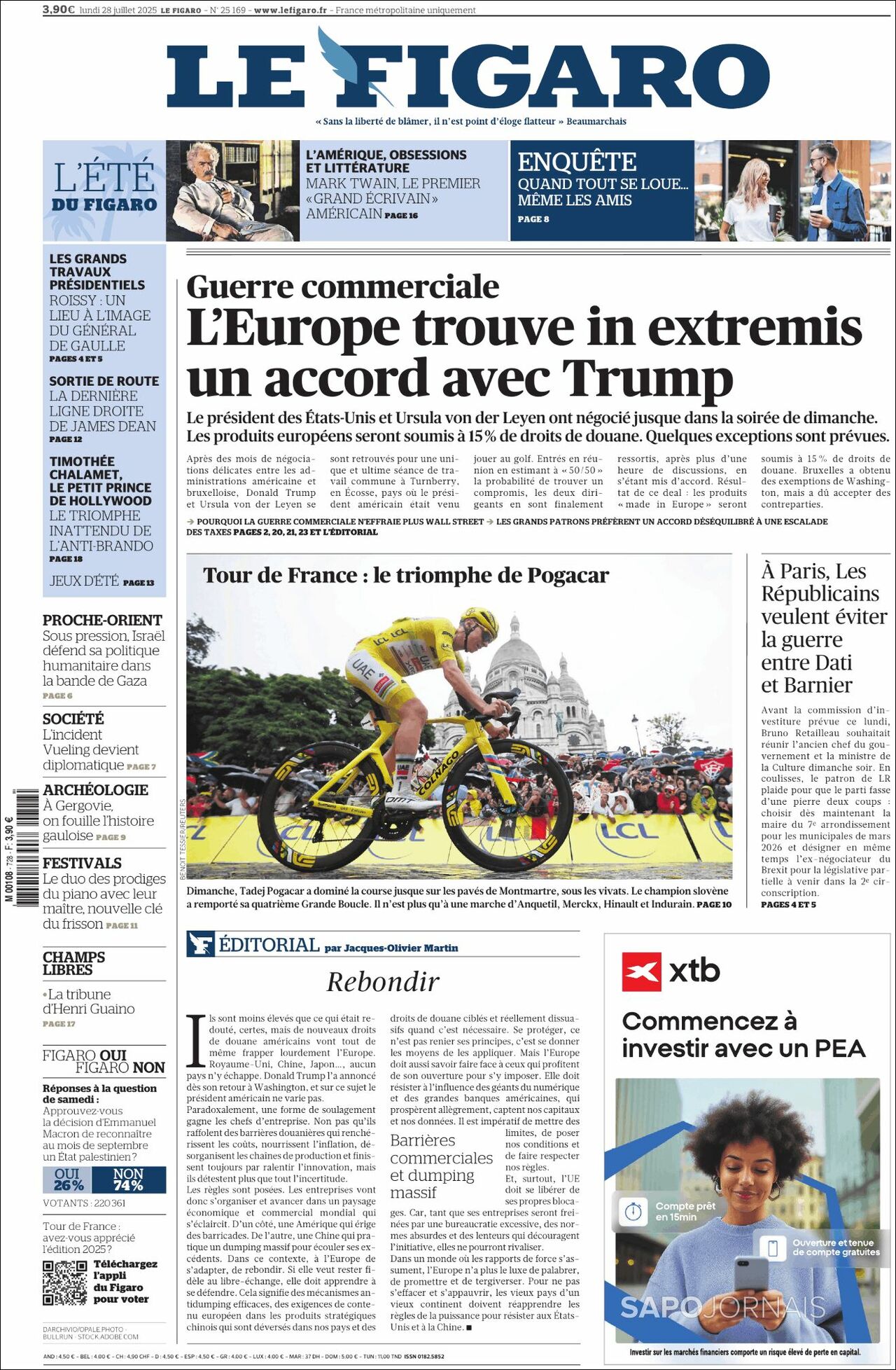 Le Figaro, edición del lunes 28 de julio de 2025 Le Figaro, edición del lunes 28 de julio de 2025
