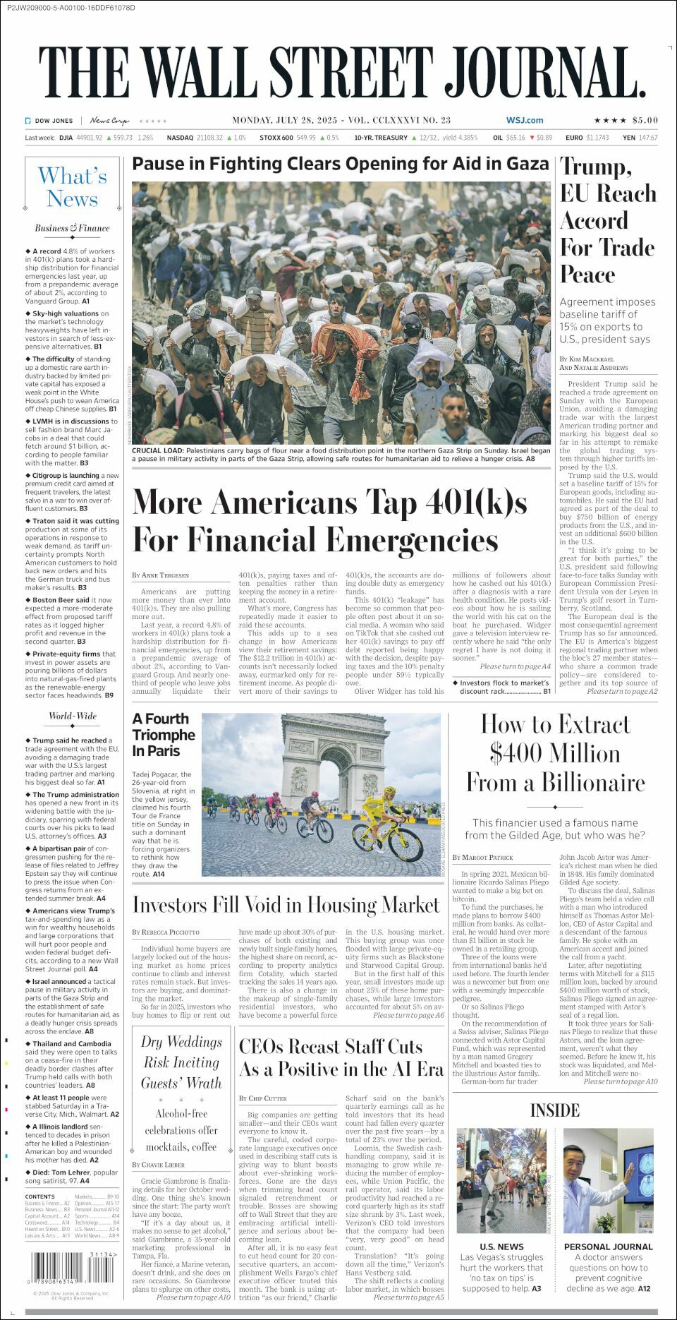 The Wall Street Journal, edición del lunes 28 de julio de 2025 The Wall Street Journal, edición del lunes 28 de julio de 2025