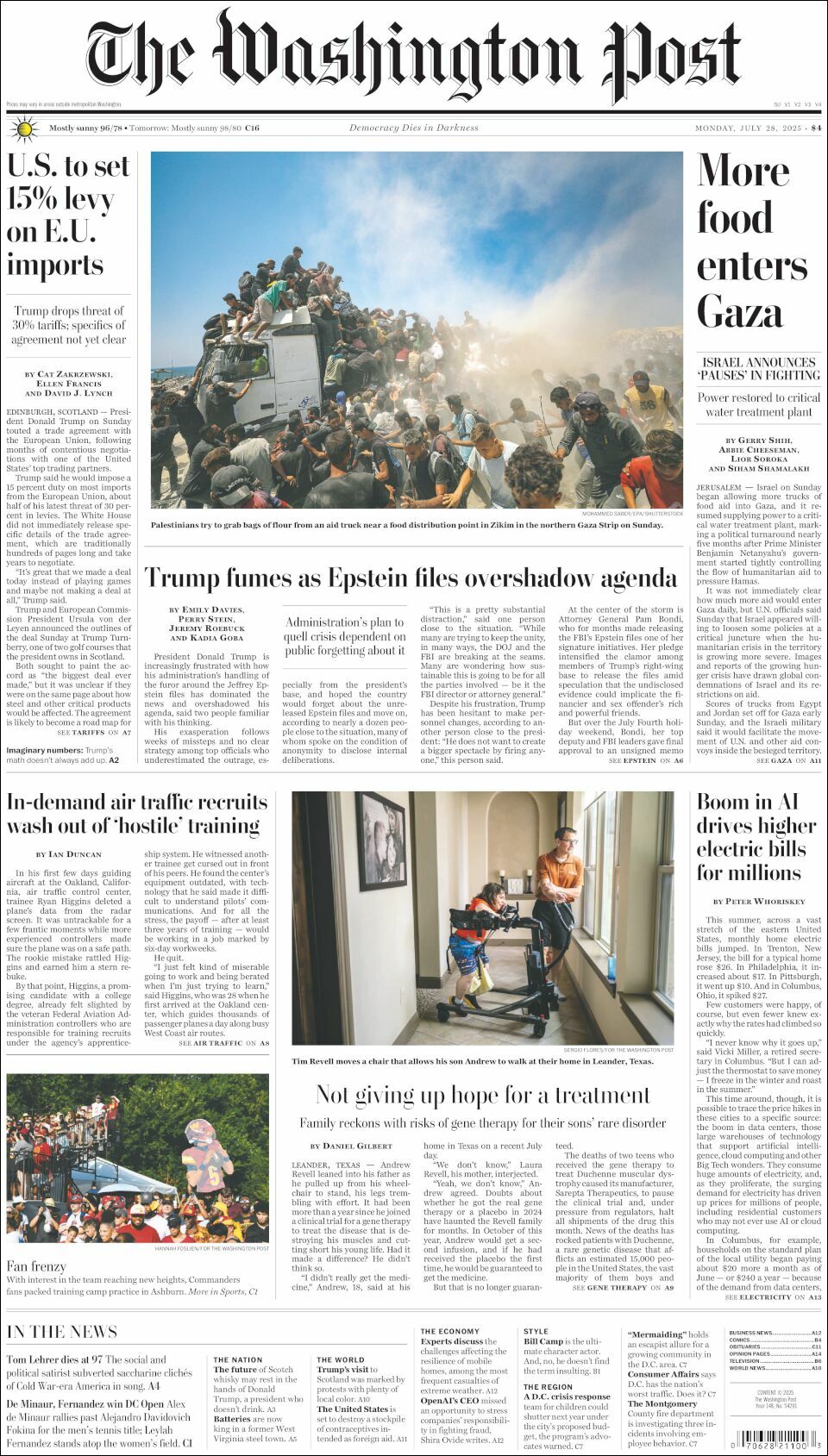 The Washington Post, edición del lunes 28 de julio de 2025 The Washington Post, edición del lunes 28 de julio de 2025