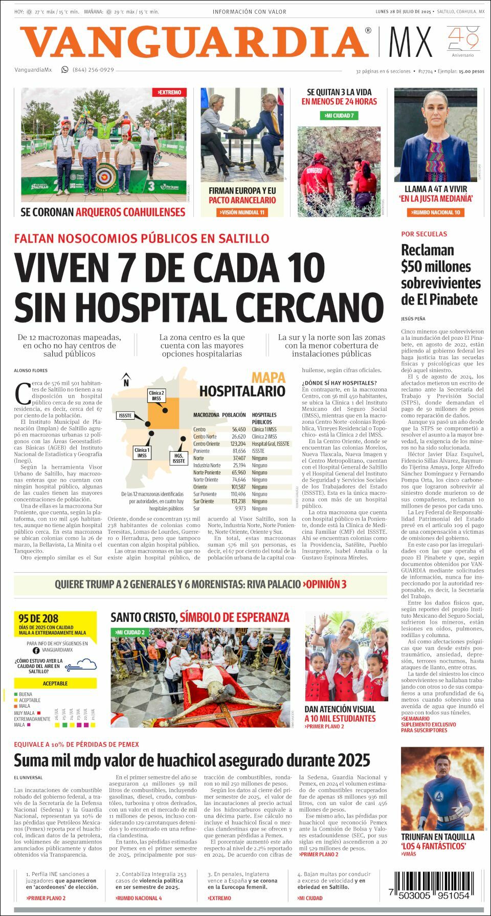 Vanguardia, edición del lunes 28 de julio de 2025 Vanguardia, edición del lunes 28 de julio de 2025