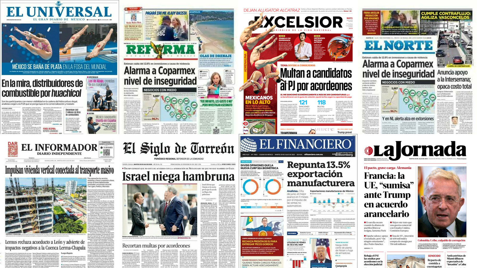 Portadas de periódicos impresos más importantes de México hoy