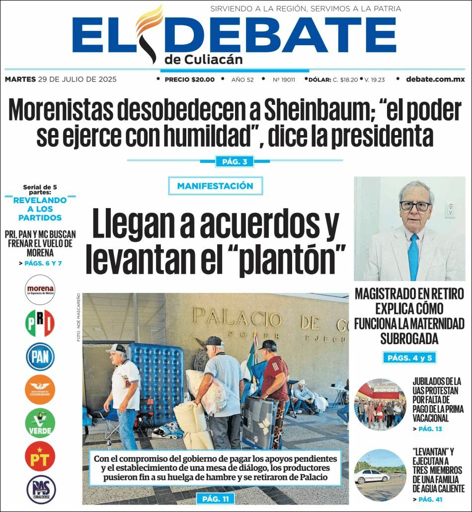 El Debate Culiacán, edición del martes 29 de julio de 2025 El Debate Culiacán, edición del martes 29 de julio de 2025
