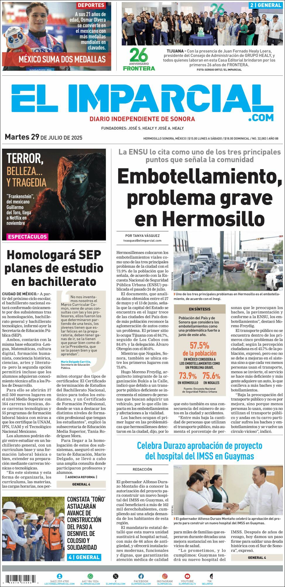 El Imparcial, edición del martes 29 de julio de 2025 El Imparcial, edición del martes 29 de julio de 2025