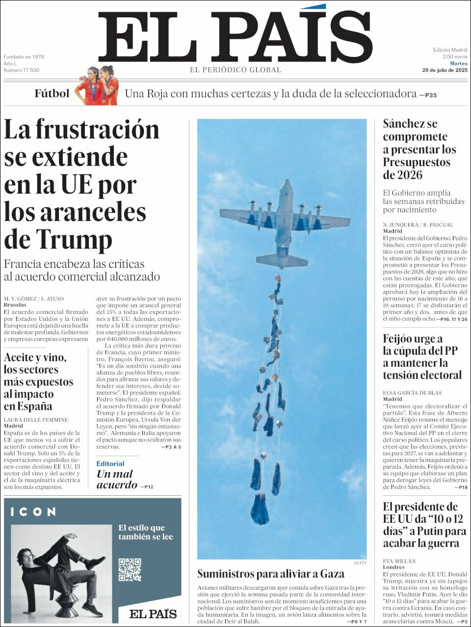 El País, edición del martes 29 de julio de 2025 El País, edición del martes 29 de julio de 2025