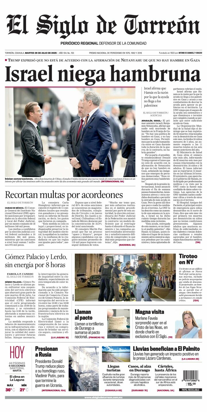 El Siglo de Torreón, edición del martes 29 de julio de 2025 El Siglo de Torreón, edición del martes 29 de julio de 2025