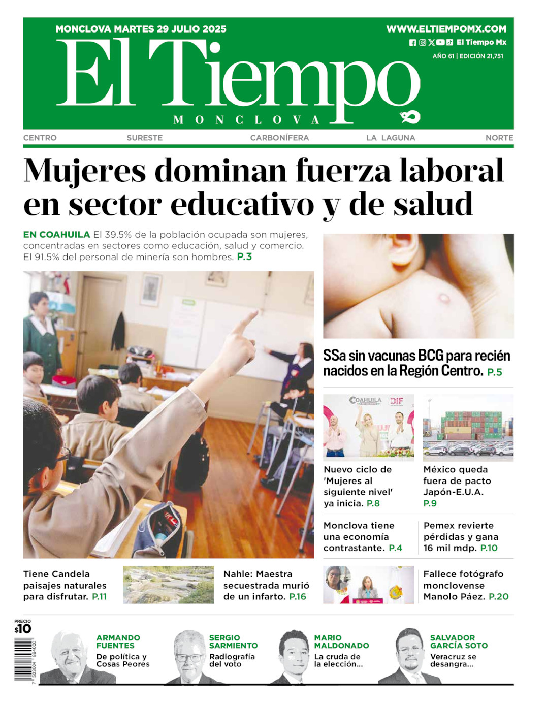 El Tiempo Monclova, edición del martes 29 de julio de 2025 El Tiempo Monclova, edición del martes 29 de julio de 2025