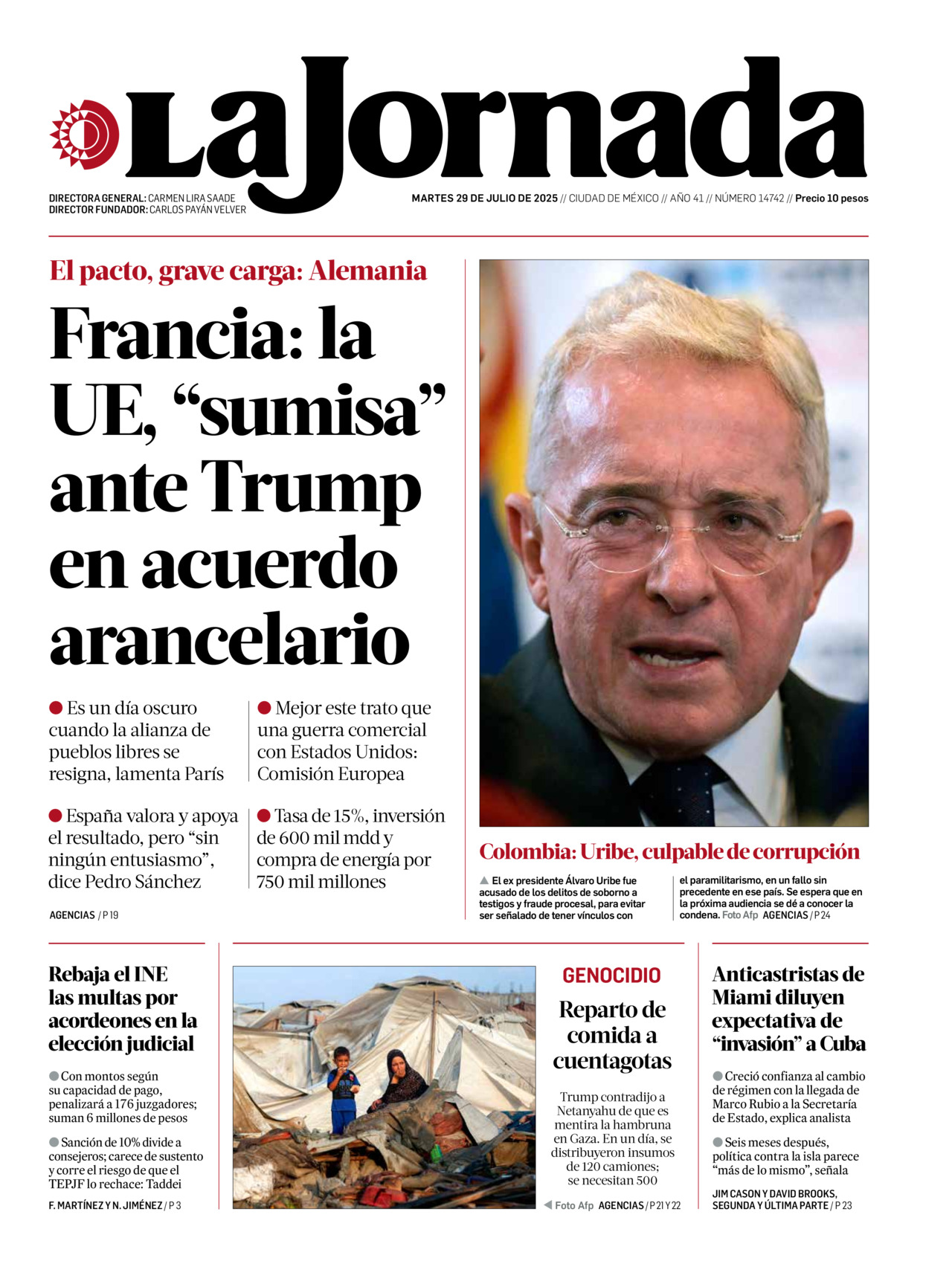 La Jornada, edición del martes 29 de julio de 2025 La Jornada, edición del martes 29 de julio de 2025