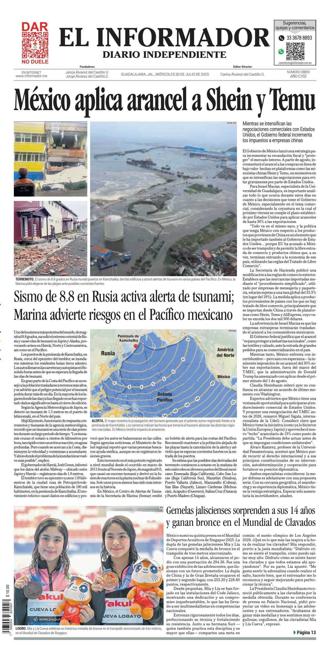 El Informador, edición del miércoles 30 de julio de 2025 El Informador, edición del miércoles 30 de julio de 2025