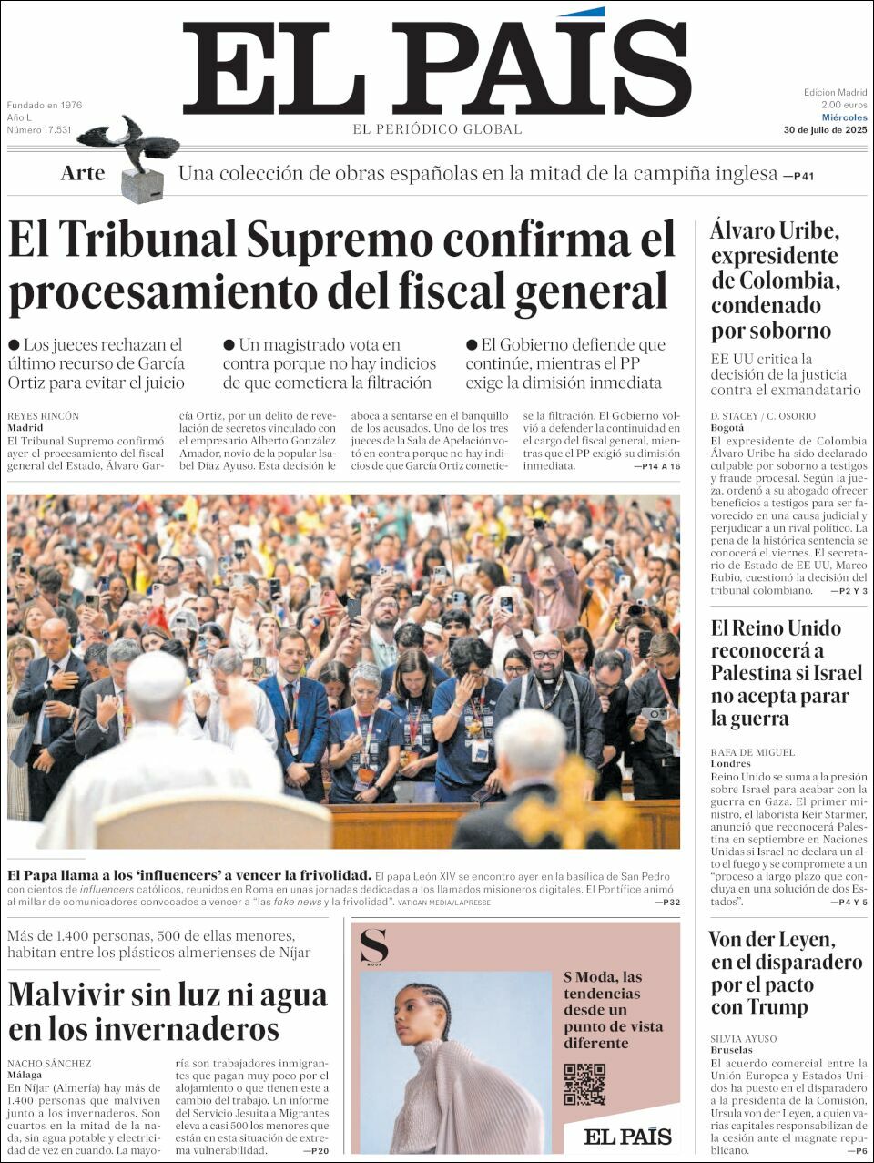 El País, edición del miércoles 30 de julio de 2025 El País, edición del miércoles 30 de julio de 2025