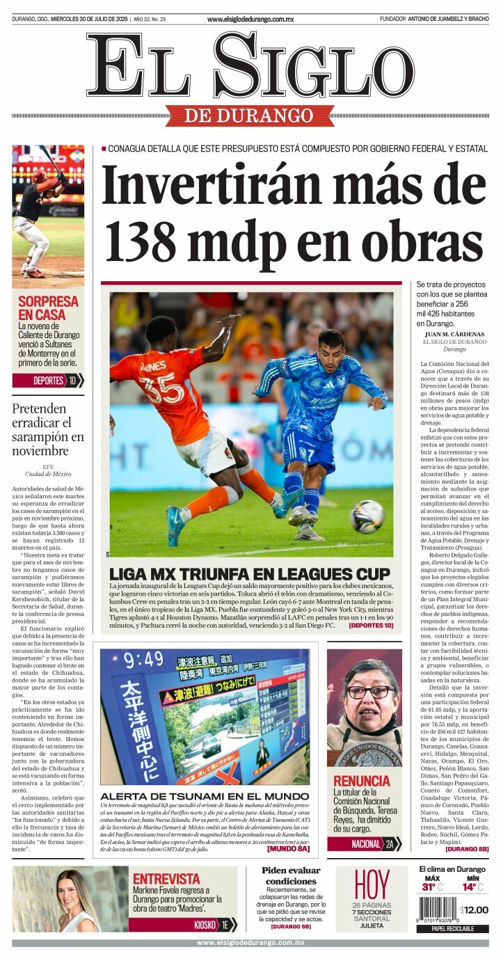 El Siglo de Durango, edición del miércoles 30 de julio de 2025 El Siglo de Durango, edición del miércoles 30 de julio de 2025