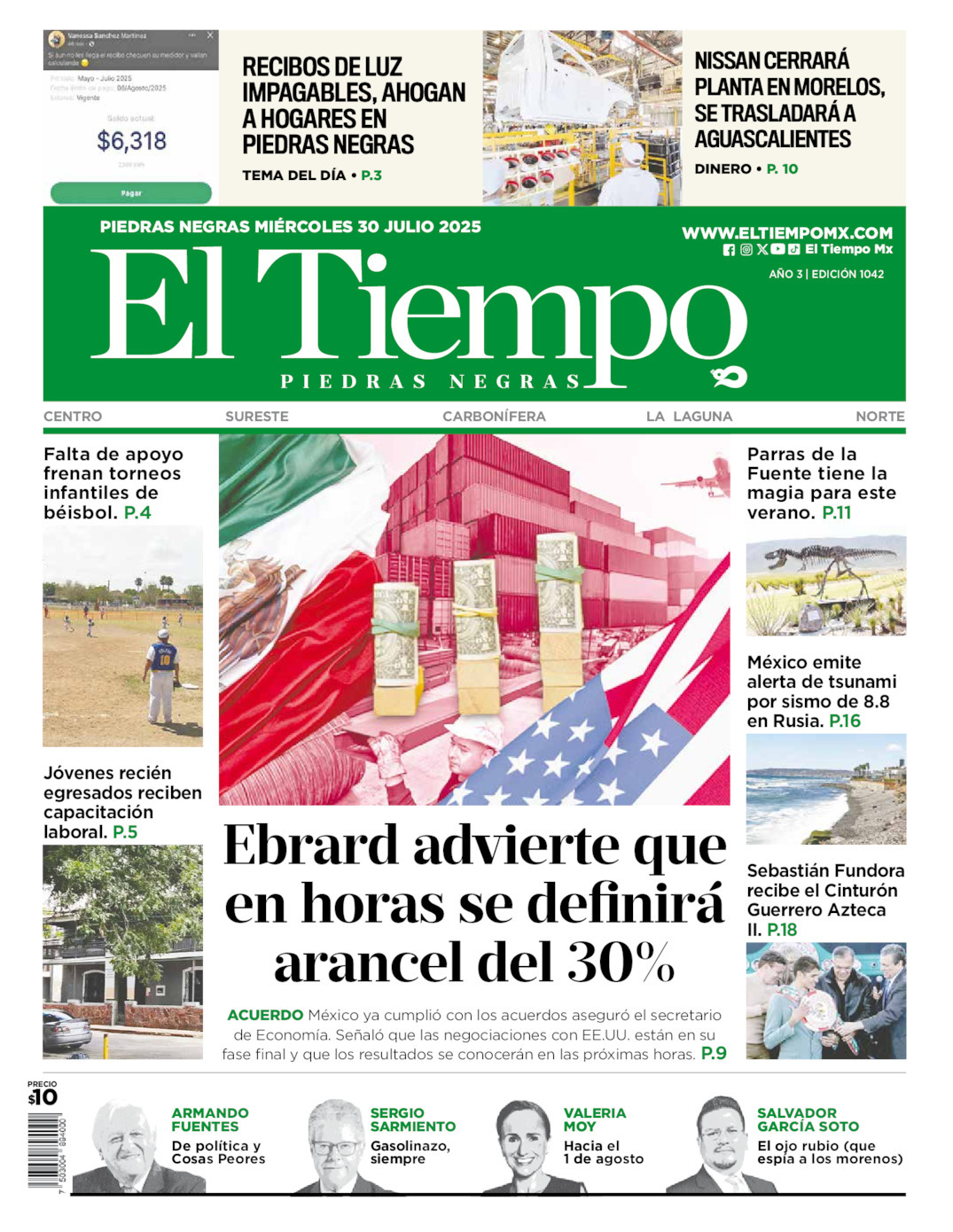 El Tiempo Piedras Negras, edición del miércoles 30 de julio de 2025 El Tiempo Piedras Negras, edición del miércoles 30 de julio de 2025