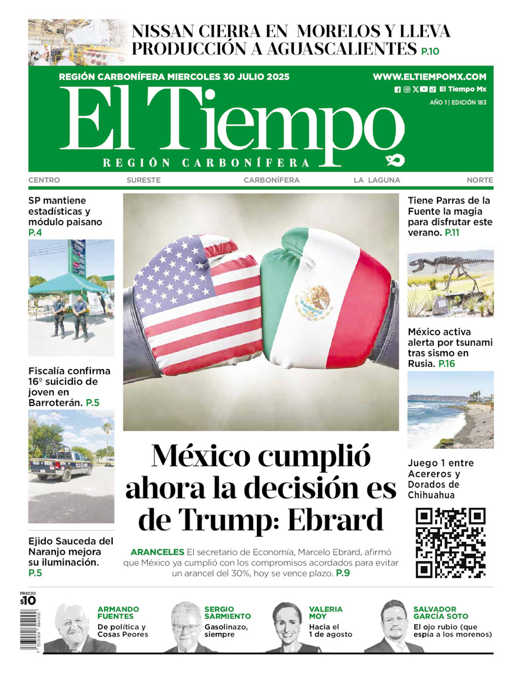 El Tiempo Región Carbonífera, edición del miércoles 30 de julio de 2025 El Tiempo Región Carbonífera, edición del miércoles 30 de julio de 2025