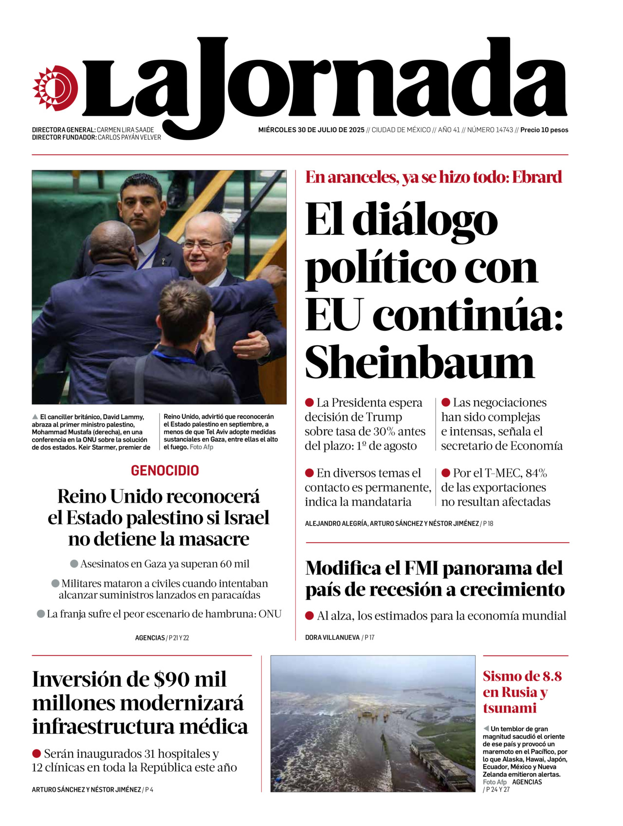 La Jornada, edición del miércoles 30 de julio de 2025 La Jornada, edición del miércoles 30 de julio de 2025