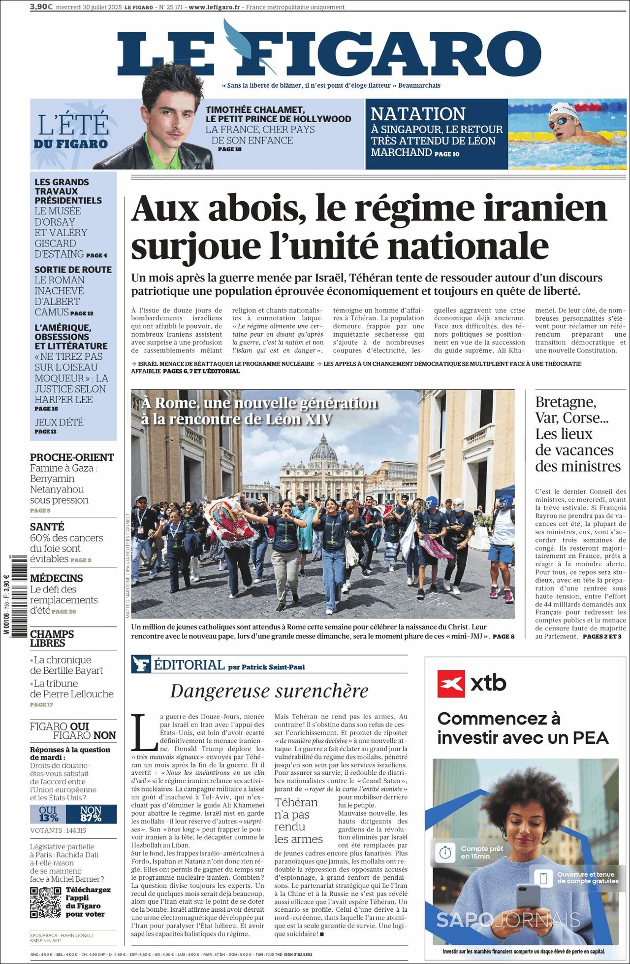 Le Figaro, edición del miércoles 30 de julio de 2025 Le Figaro, edición del miércoles 30 de julio de 2025