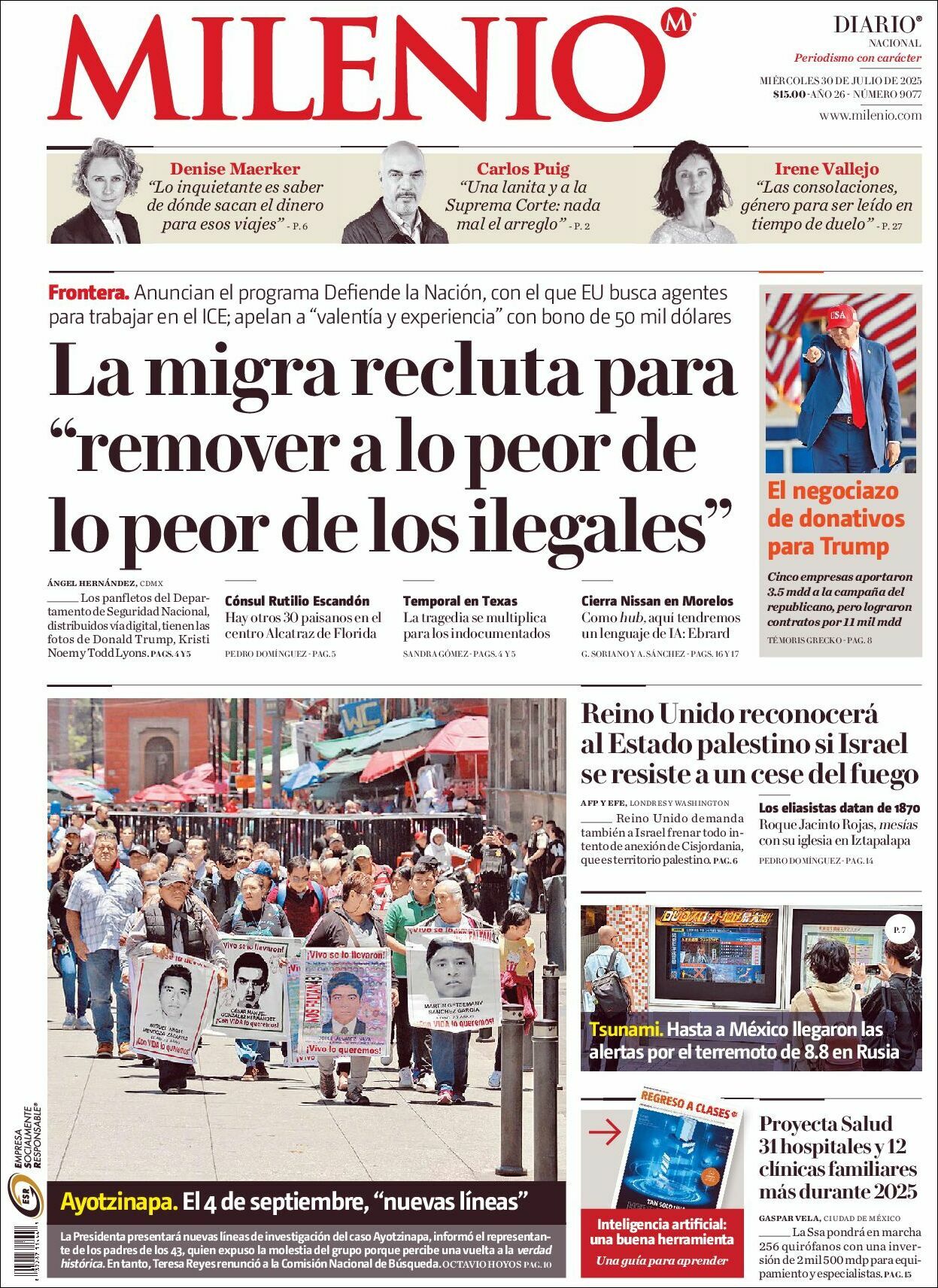 Milenio, edición del miércoles 30 de julio de 2025 Milenio, edición del miércoles 30 de julio de 2025