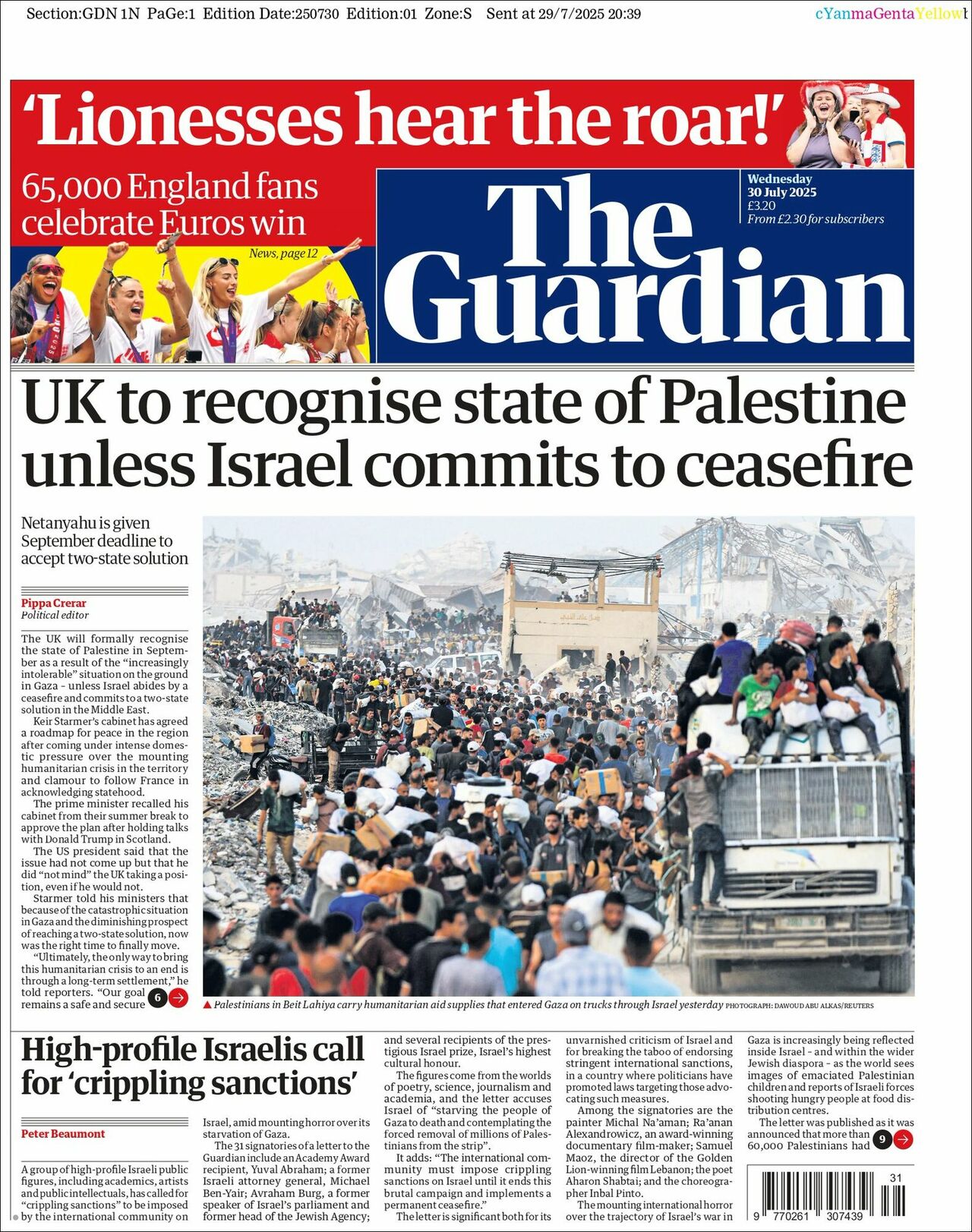 The Guardian, edición del miércoles 30 de julio de 2025 The Guardian, edición del miércoles 30 de julio de 2025