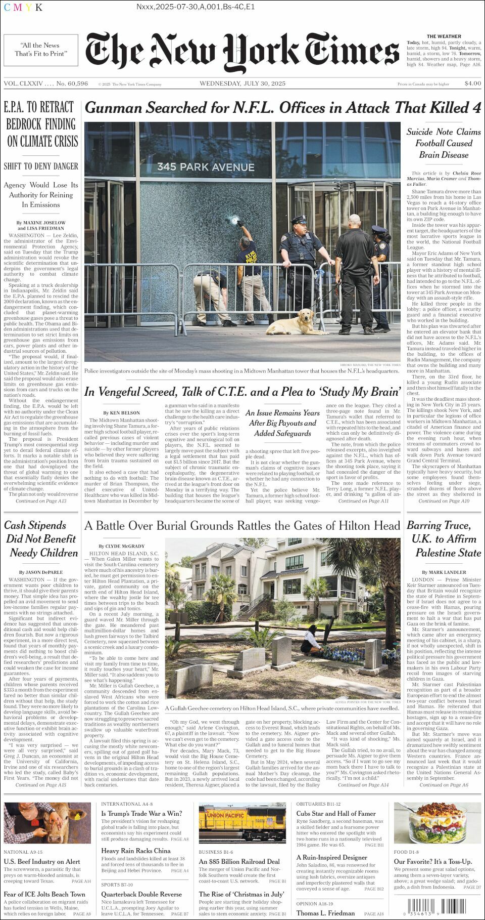 The New York Times, edición del miércoles 30 de julio de 2025 The New York Times, edición del miércoles 30 de julio de 2025