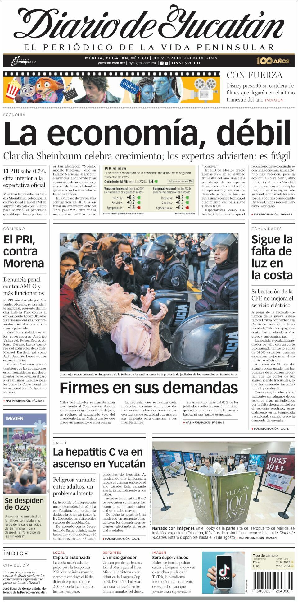 El Diario de Yucatán, edición del jueves 31 de julio de 2025 El Diario de Yucatán, edición del jueves 31 de julio de 2025
