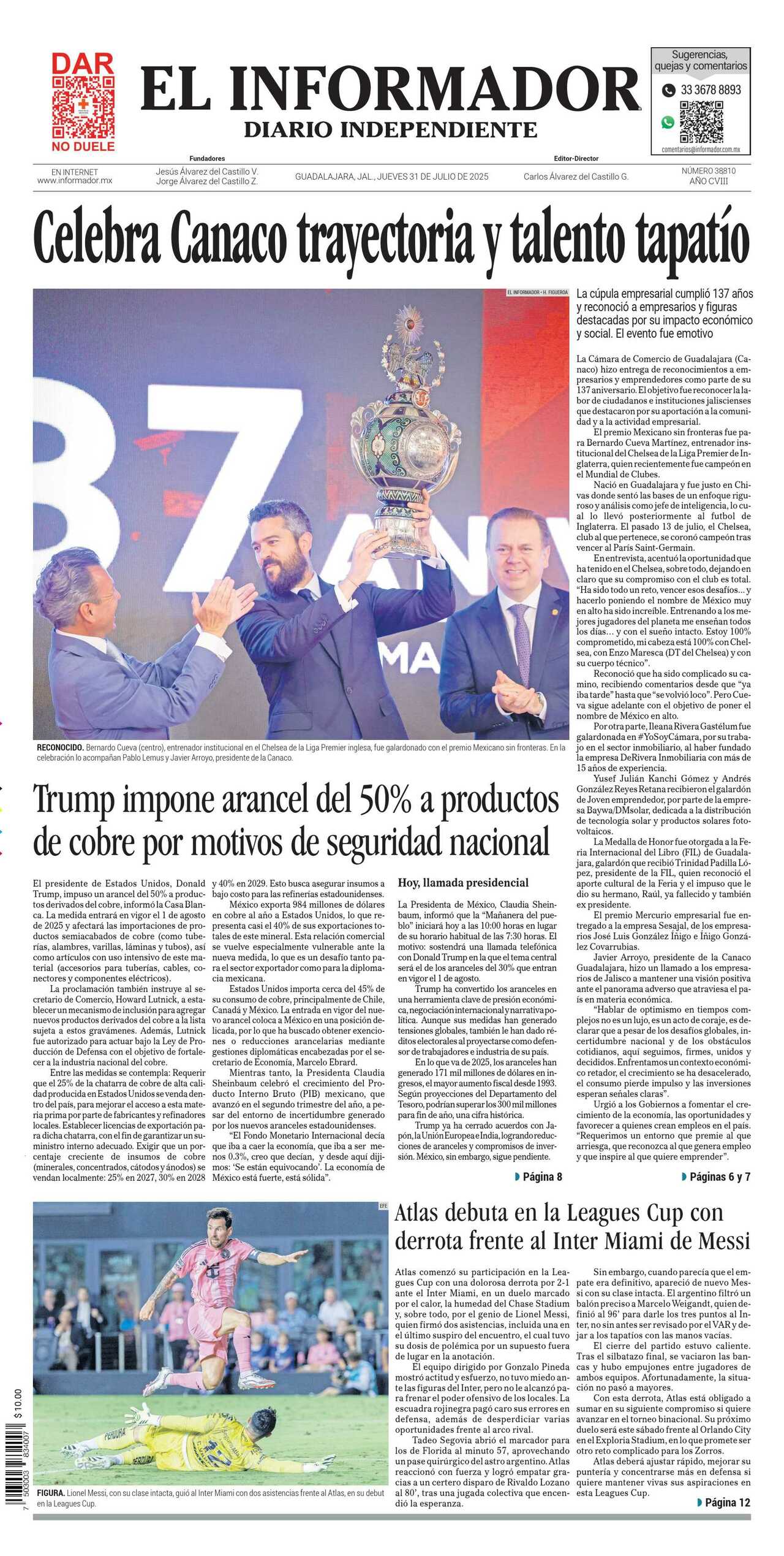 El Informador, edición del jueves 31 de julio de 2025 El Informador, edición del jueves 31 de julio de 2025