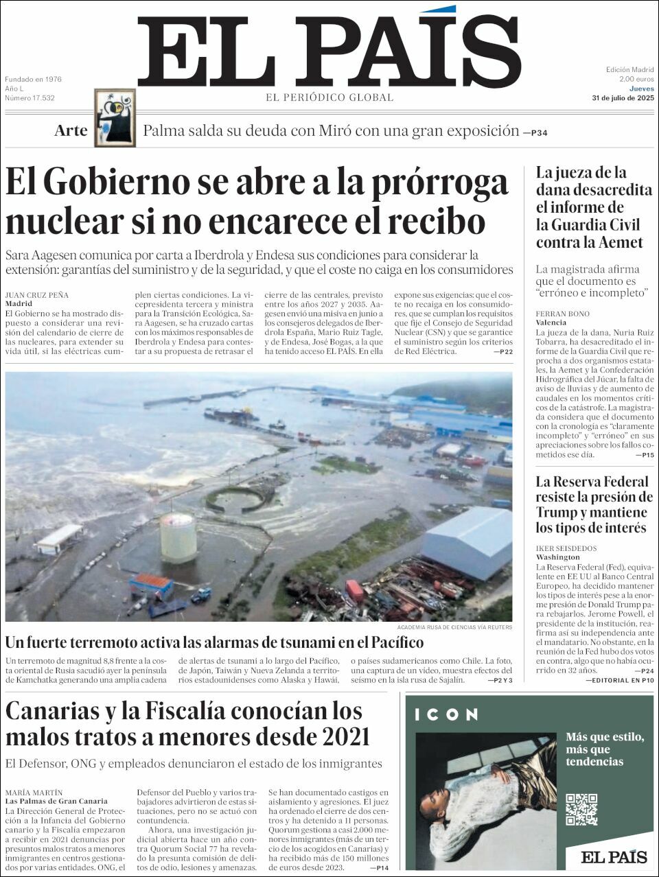 El País, edición del jueves 31 de julio de 2025 El País, edición del jueves 31 de julio de 2025