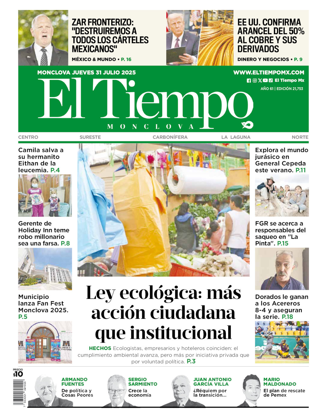 El Tiempo Monclova, edición del jueves 31 de julio de 2025 El Tiempo Monclova, edición del jueves 31 de julio de 2025