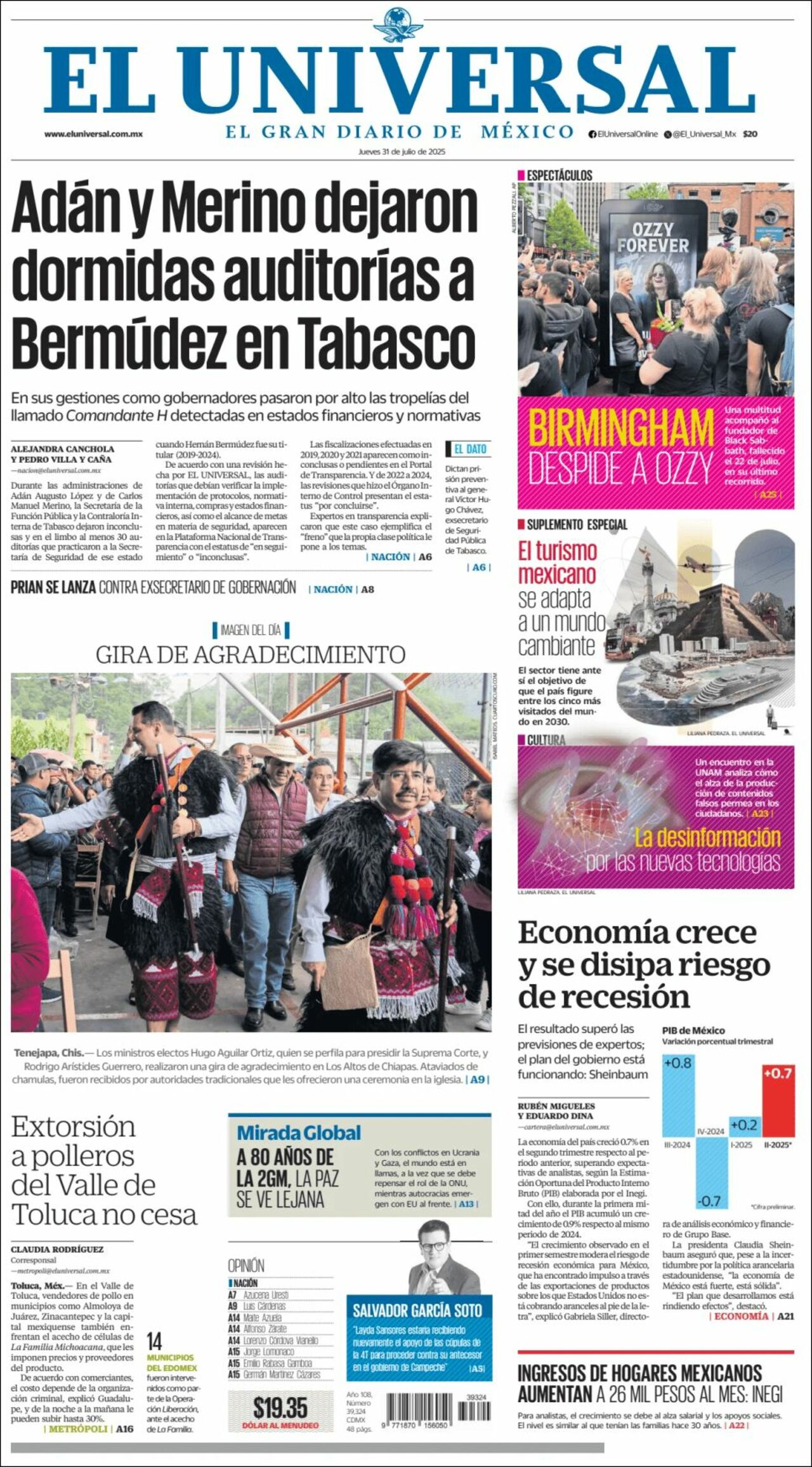 El Universal, edición del jueves 31 de julio de 2025 El Universal, edición del jueves 31 de julio de 2025