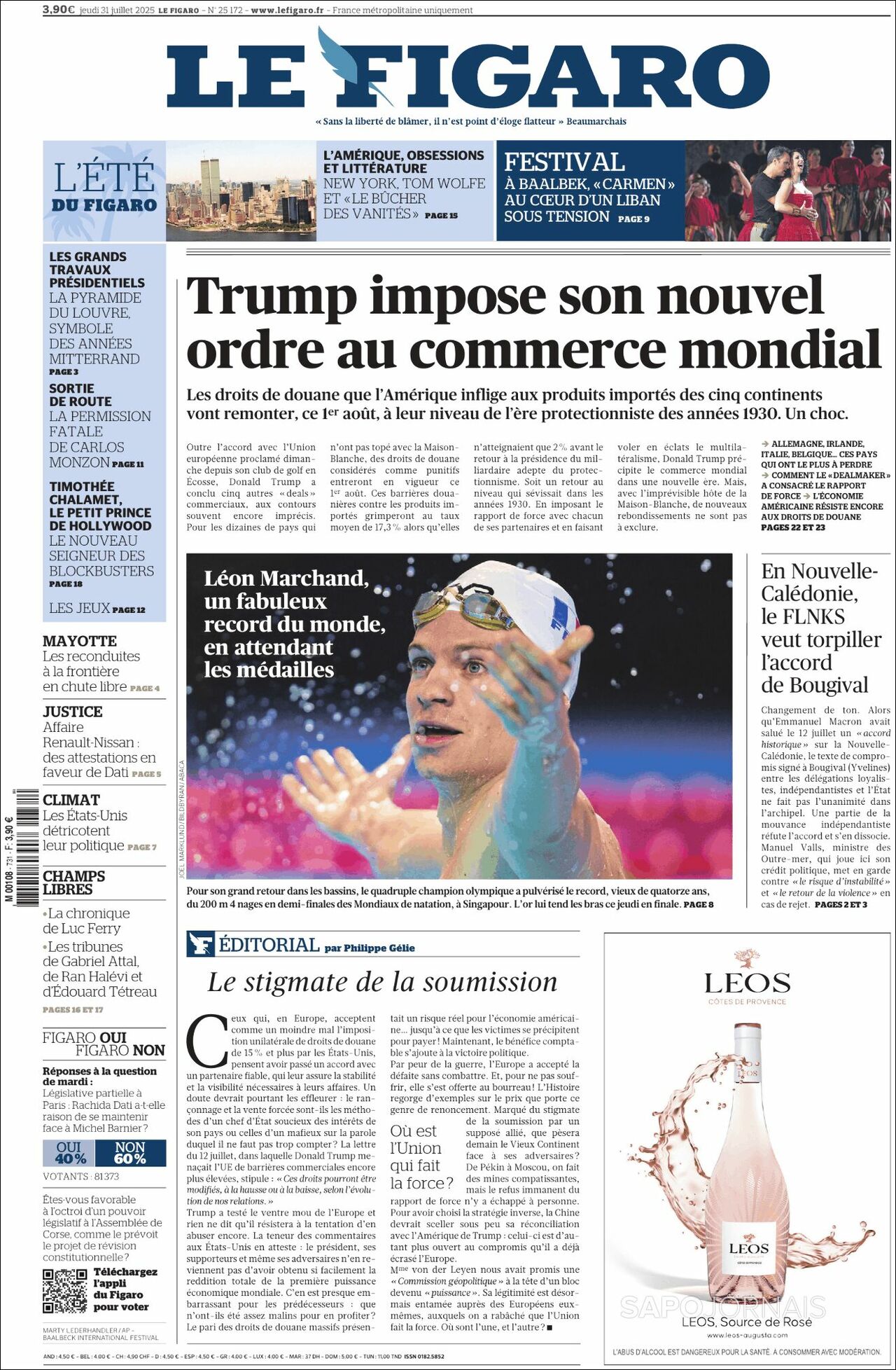 Le Figaro, edición del jueves 31 de julio de 2025 Le Figaro, edición del jueves 31 de julio de 2025