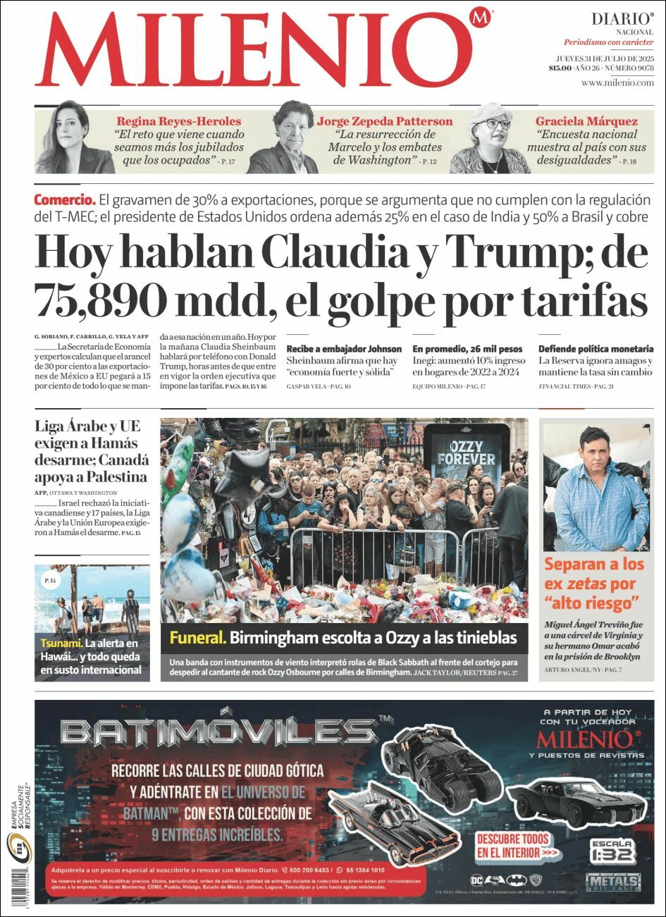 Milenio, edición del jueves 31 de julio de 2025 Milenio, edición del jueves 31 de julio de 2025