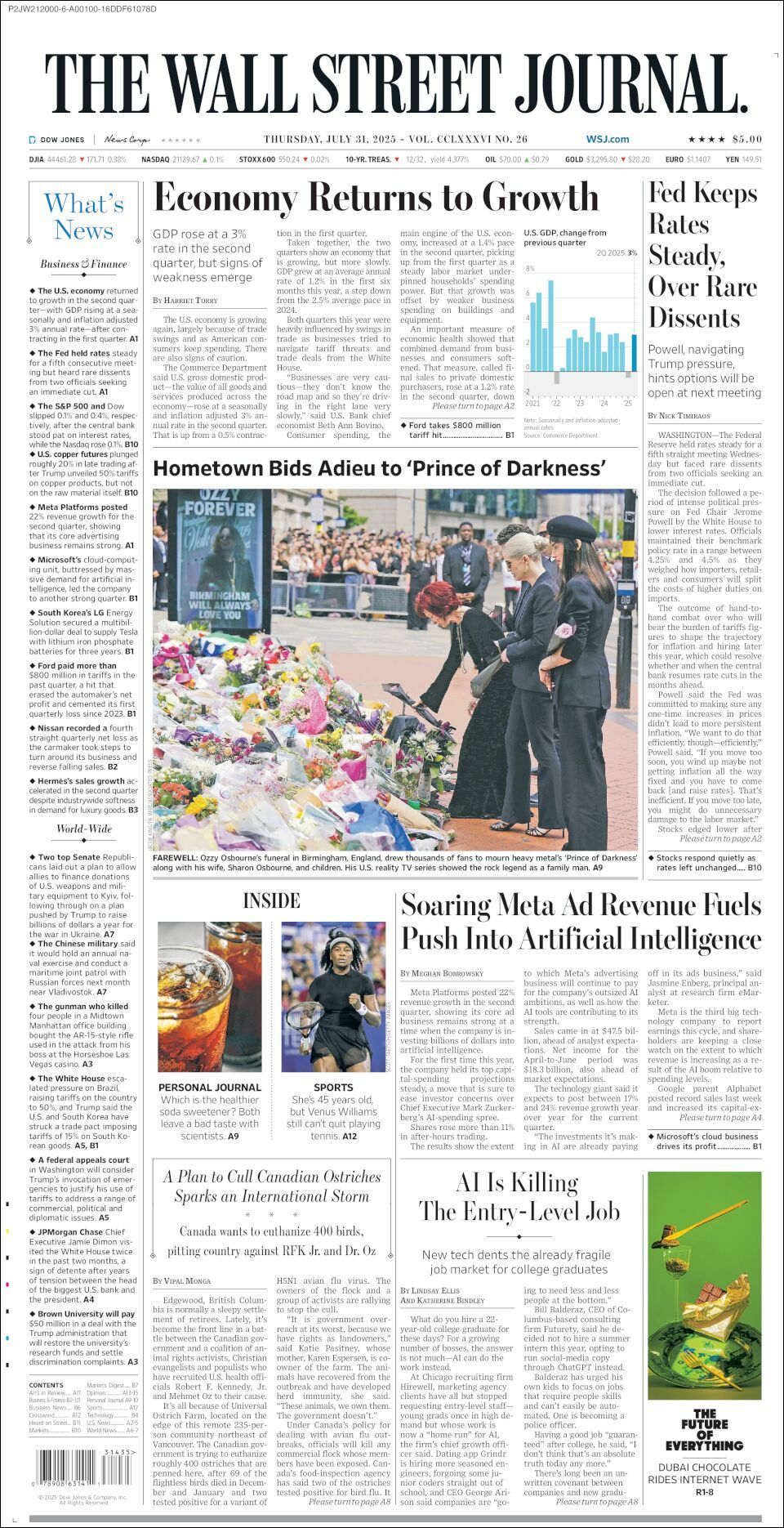 The Wall Street Journal, edición del jueves 31 de julio de 2025 The Wall Street Journal, edición del jueves 31 de julio de 2025