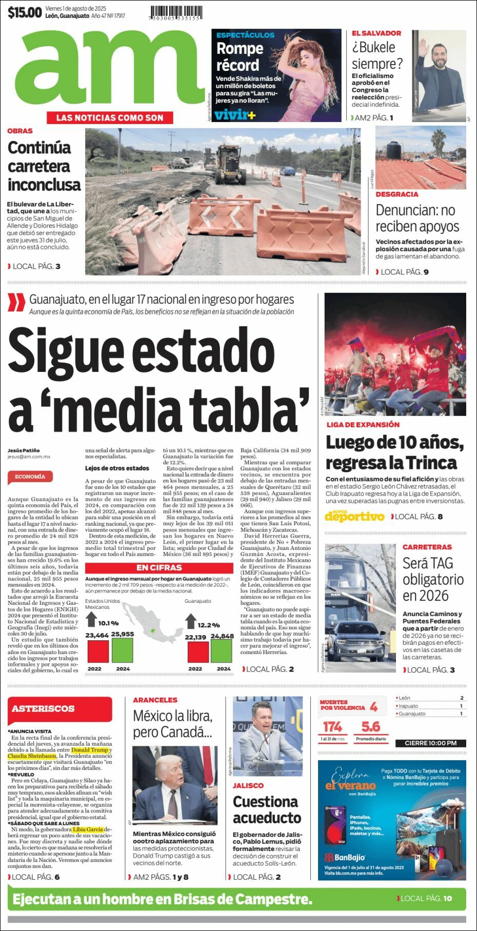 AM de León, edición del viernes 01 de agosto de 2025