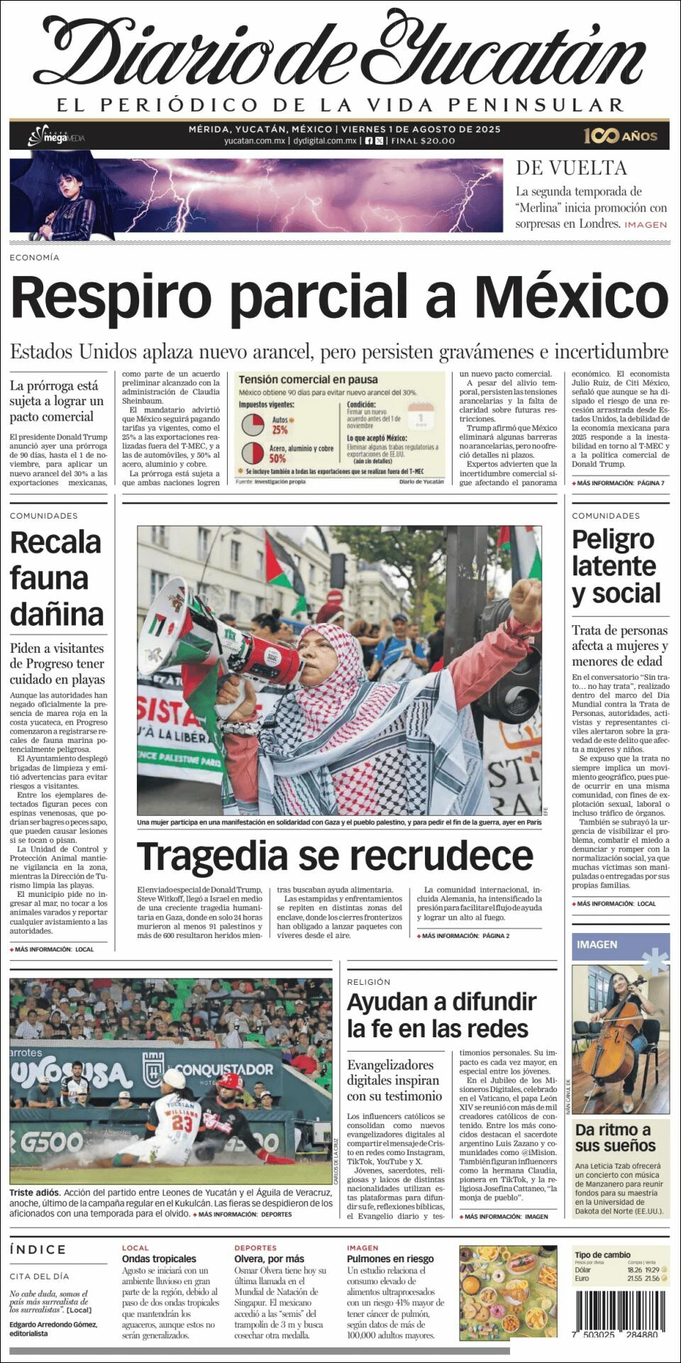 El Diario de Yucatán, edición del viernes 01 de agosto de 2025