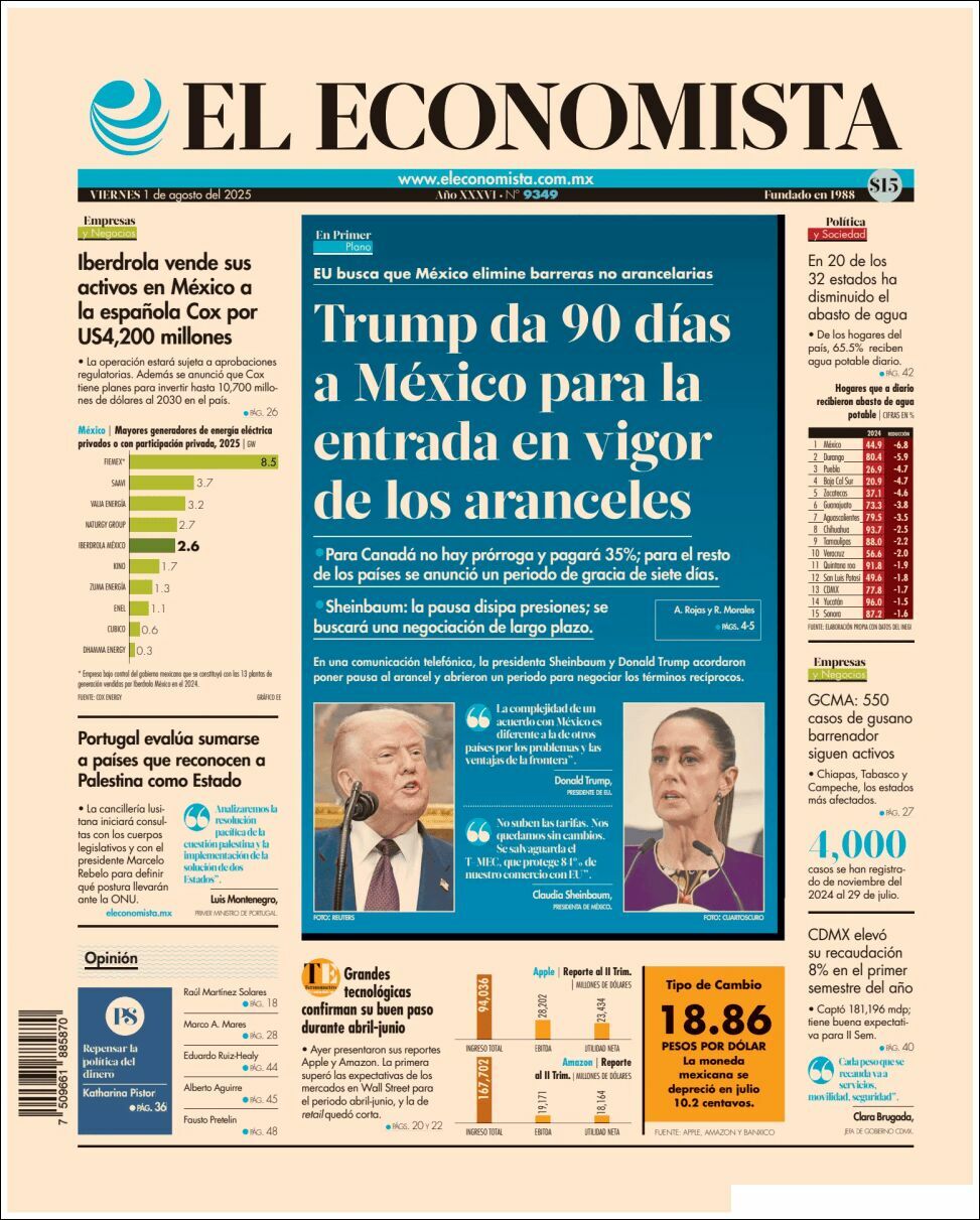 El Economista, edición del viernes 01 de agosto de 2025