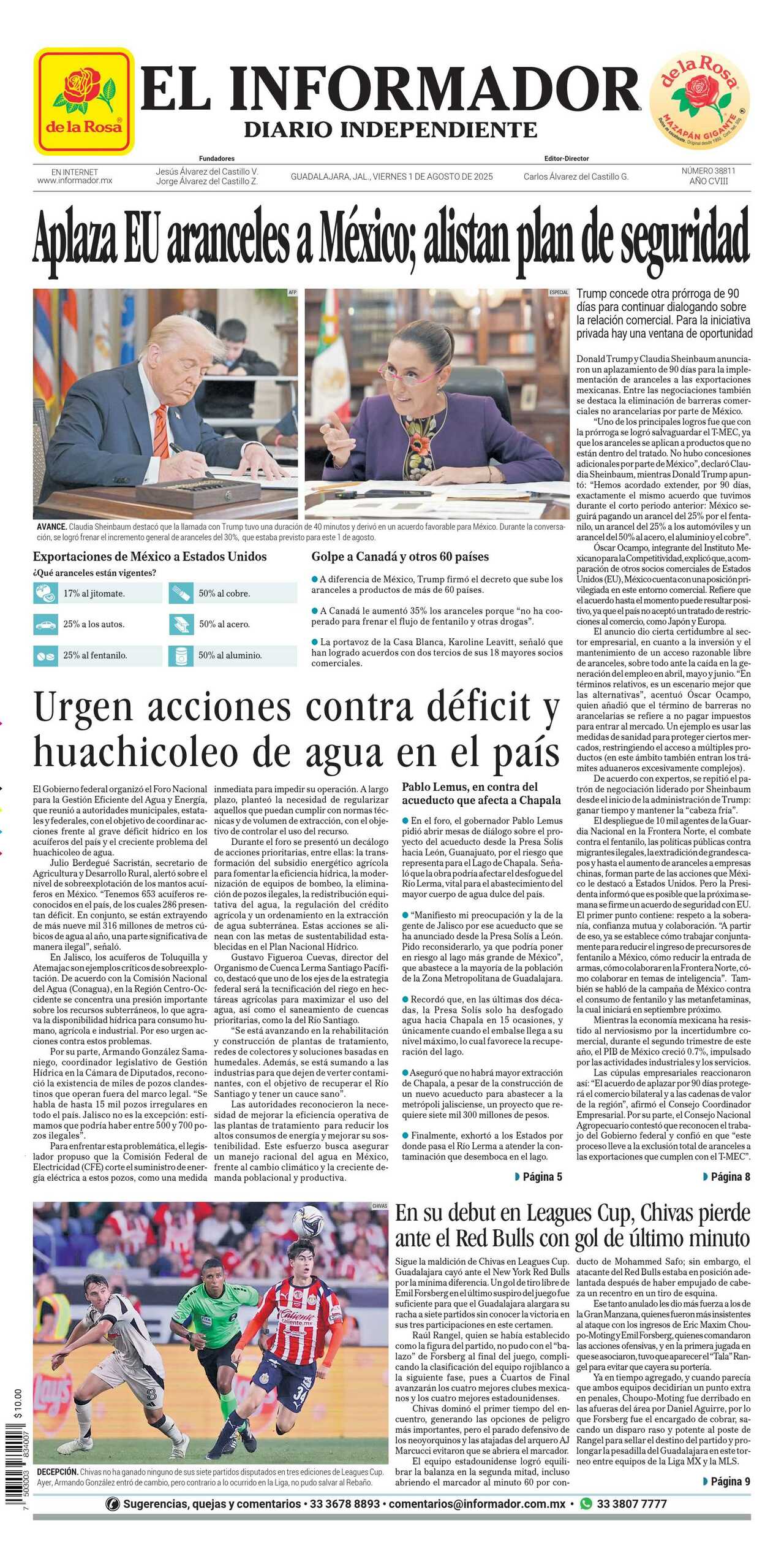 El Informador, edición del viernes 01 de agosto de 2025